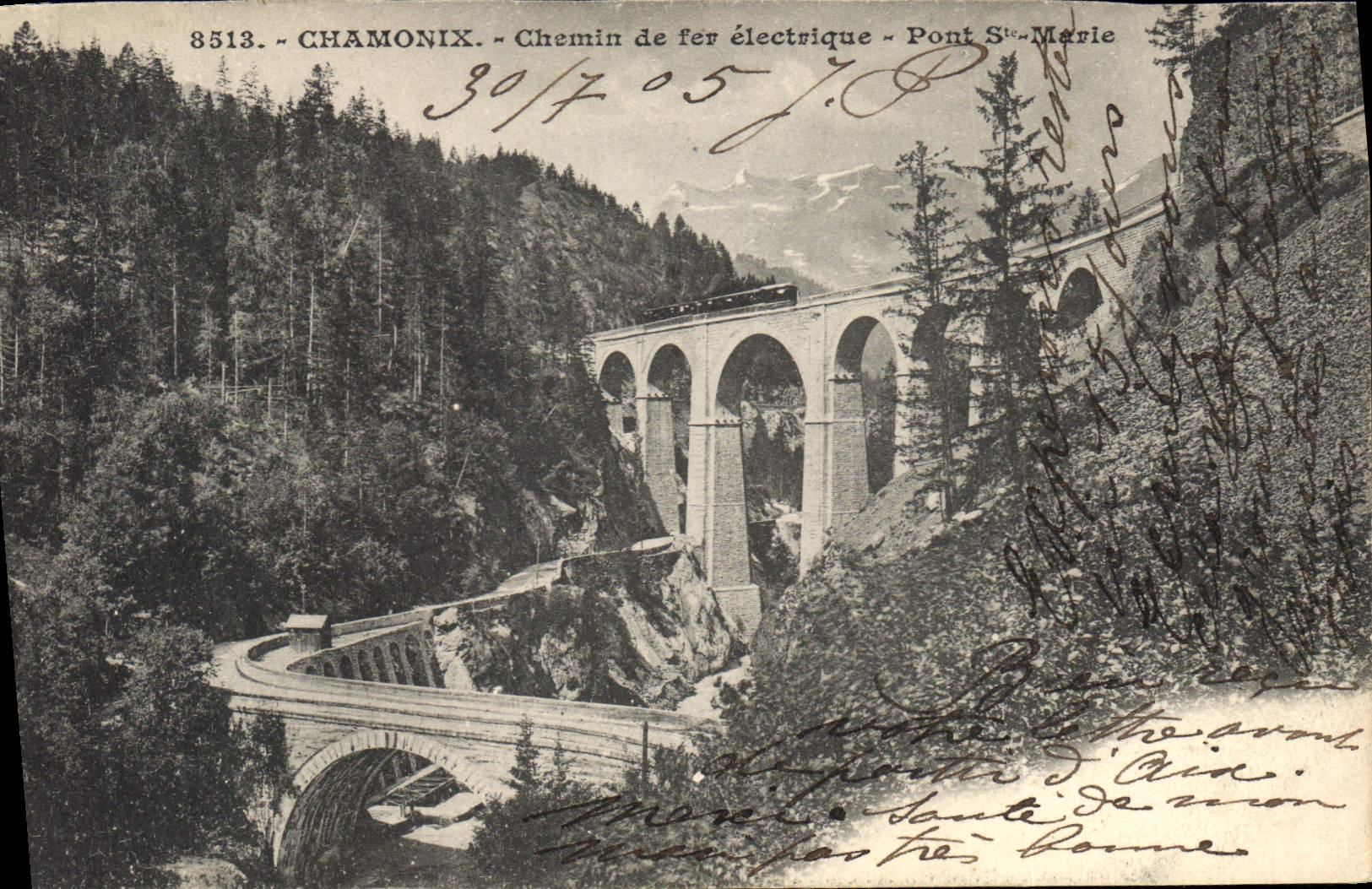 CPA Chamonix Chemin de fer electrique pont ste Marie 