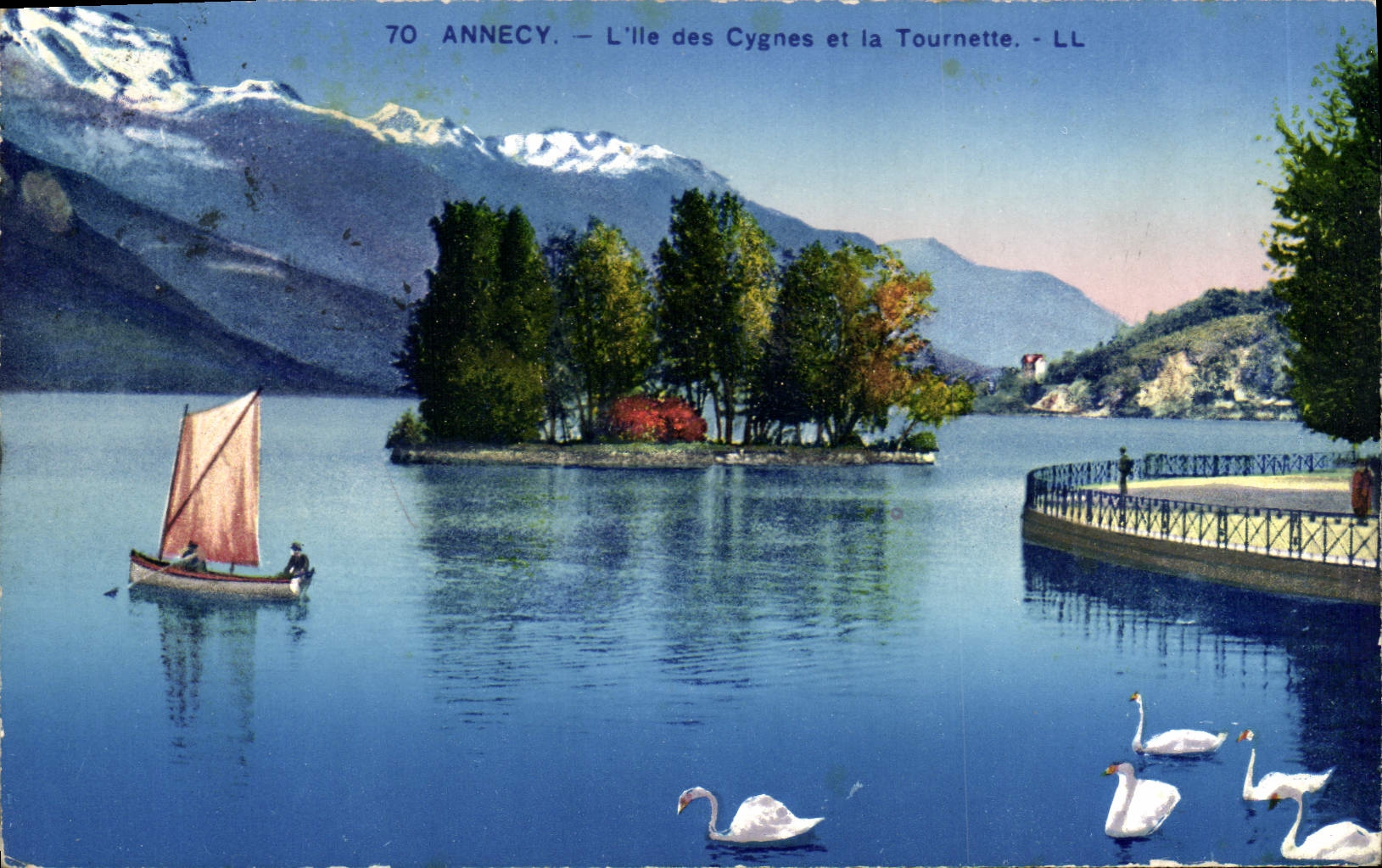 CPA Annecy L'Ile des Cygnes et la Tournette