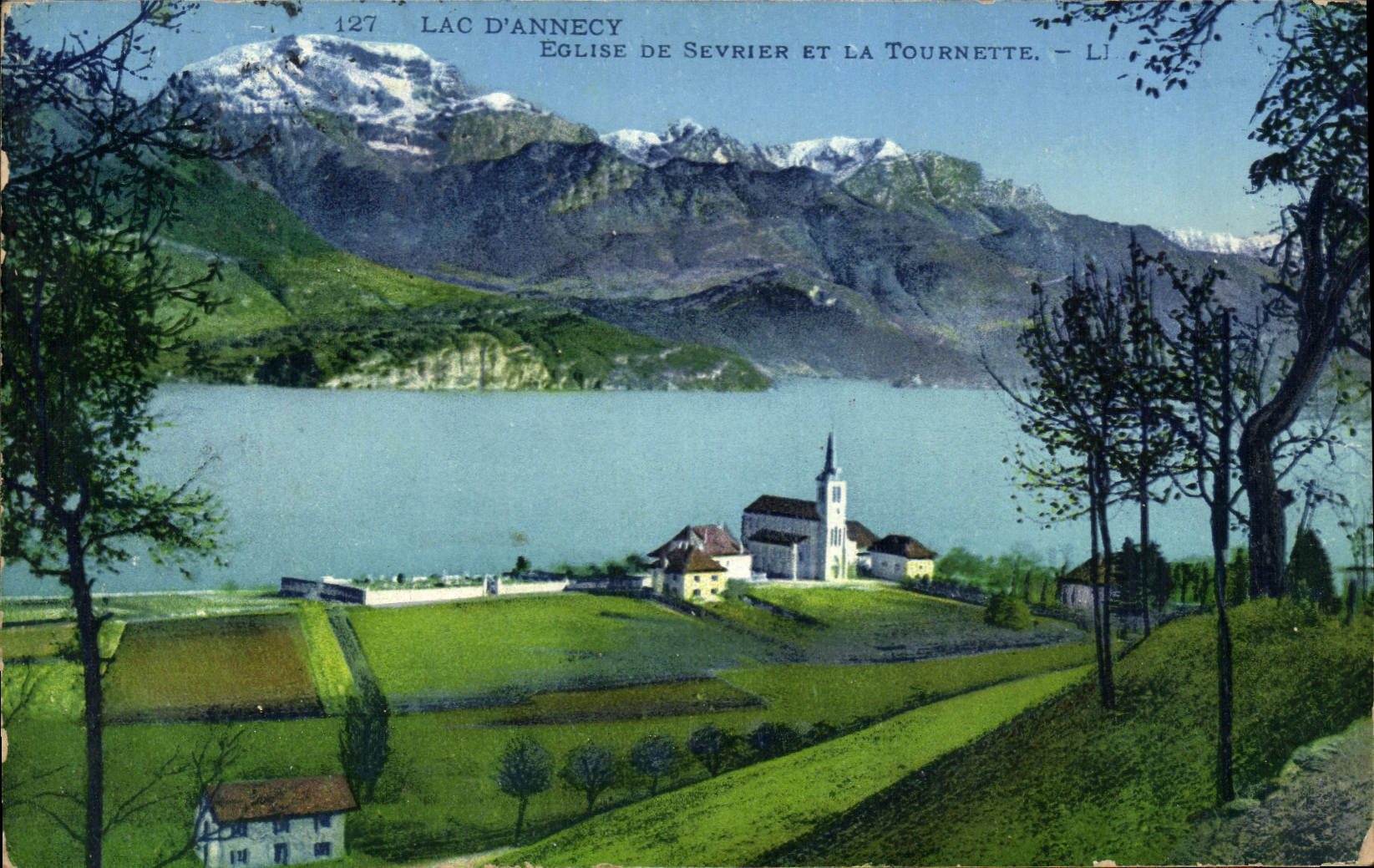 CPA Lac d'Annecy Eglise de Sevrier et la Tournette
