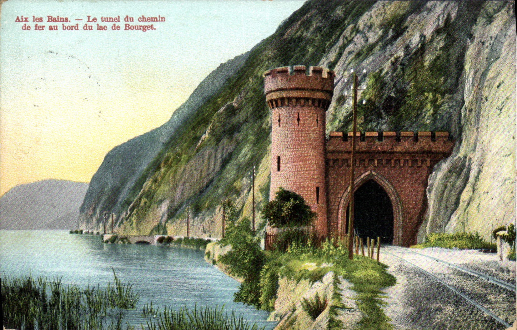 CPA Aix les Bains Le tunel du chemin de fer au bord du lac de Bourget