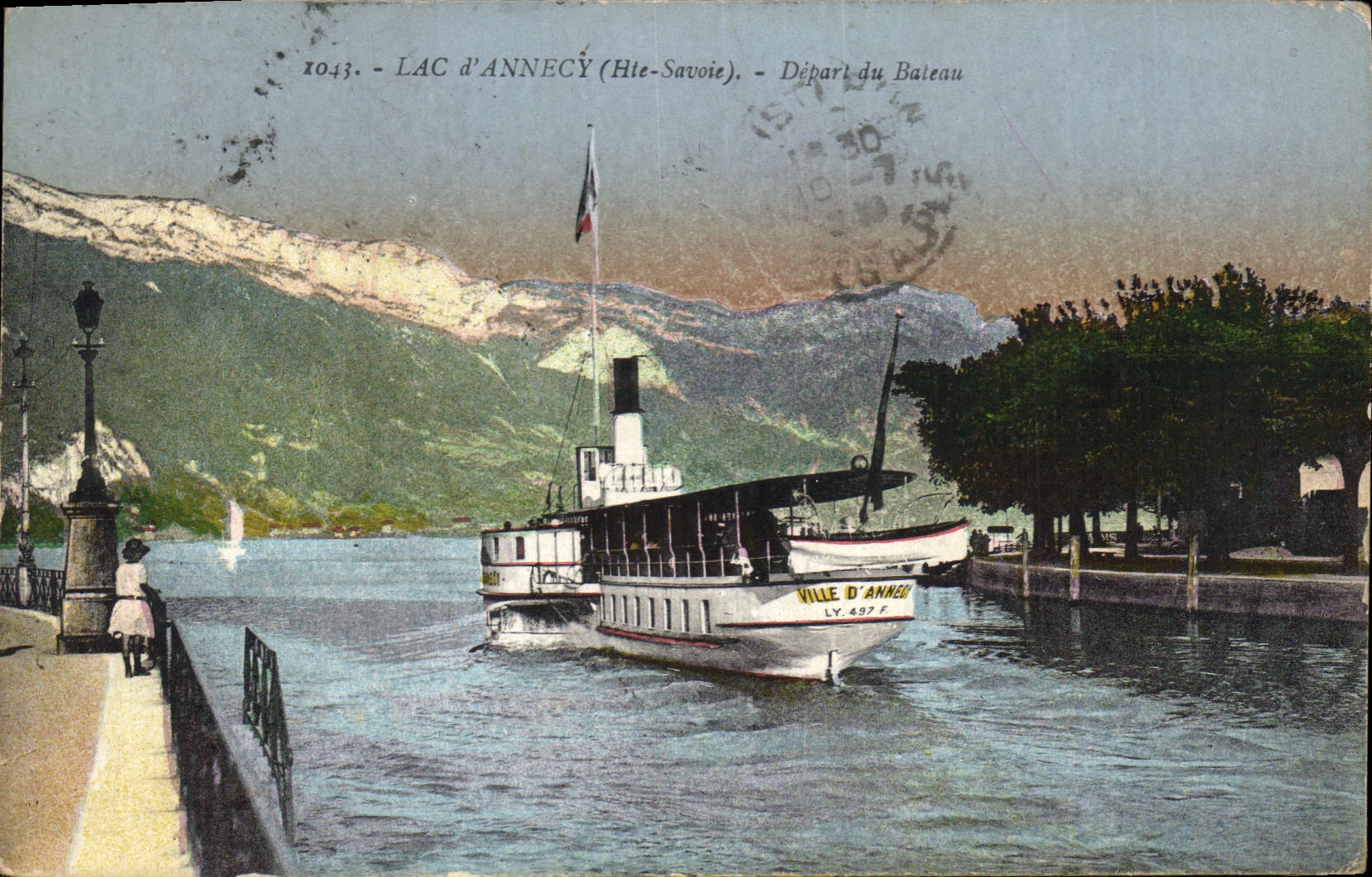 CPA Lac d'Annecy Haute Savoie Depart du Bateau 