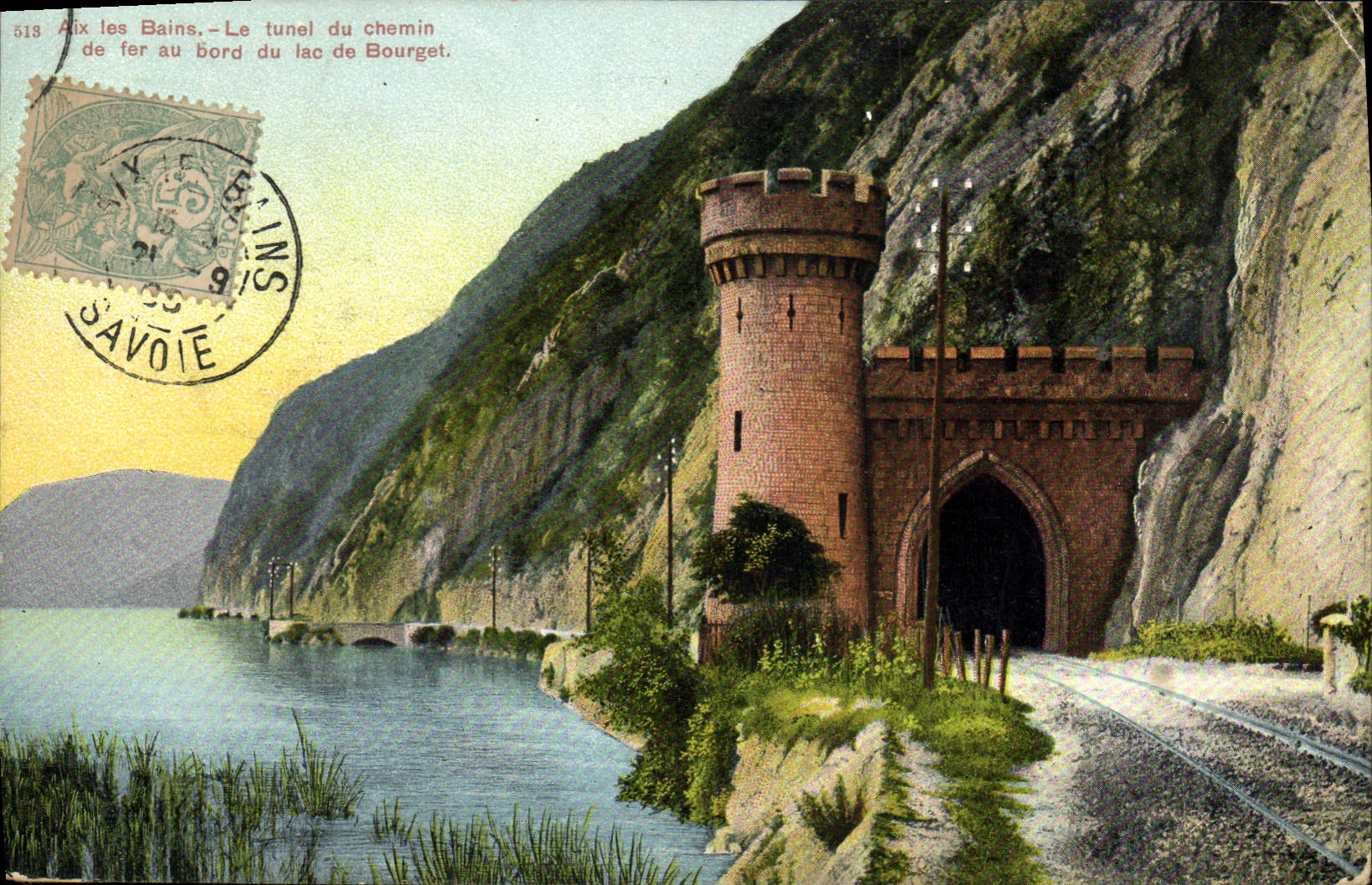 CPA Aix les Bains Le tunel du chemin de fer au bord du lac de Bourget