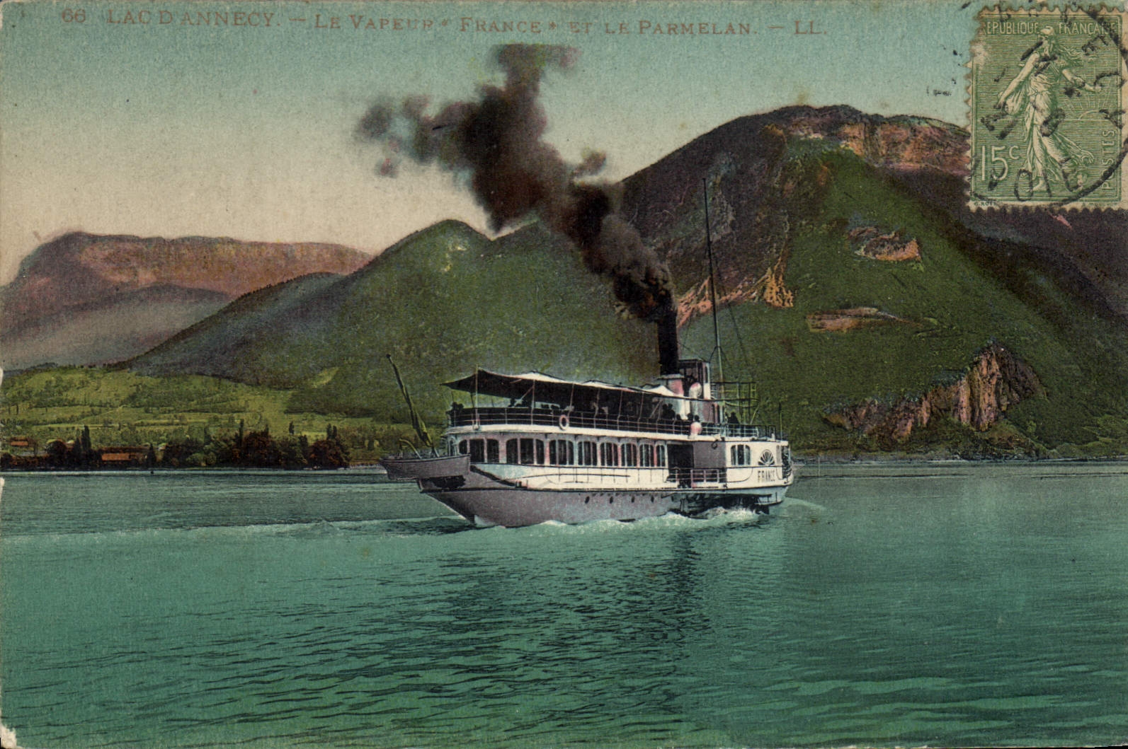 CPA Lac d'Annecy Le Vapeur France et le Parmelan Bateau