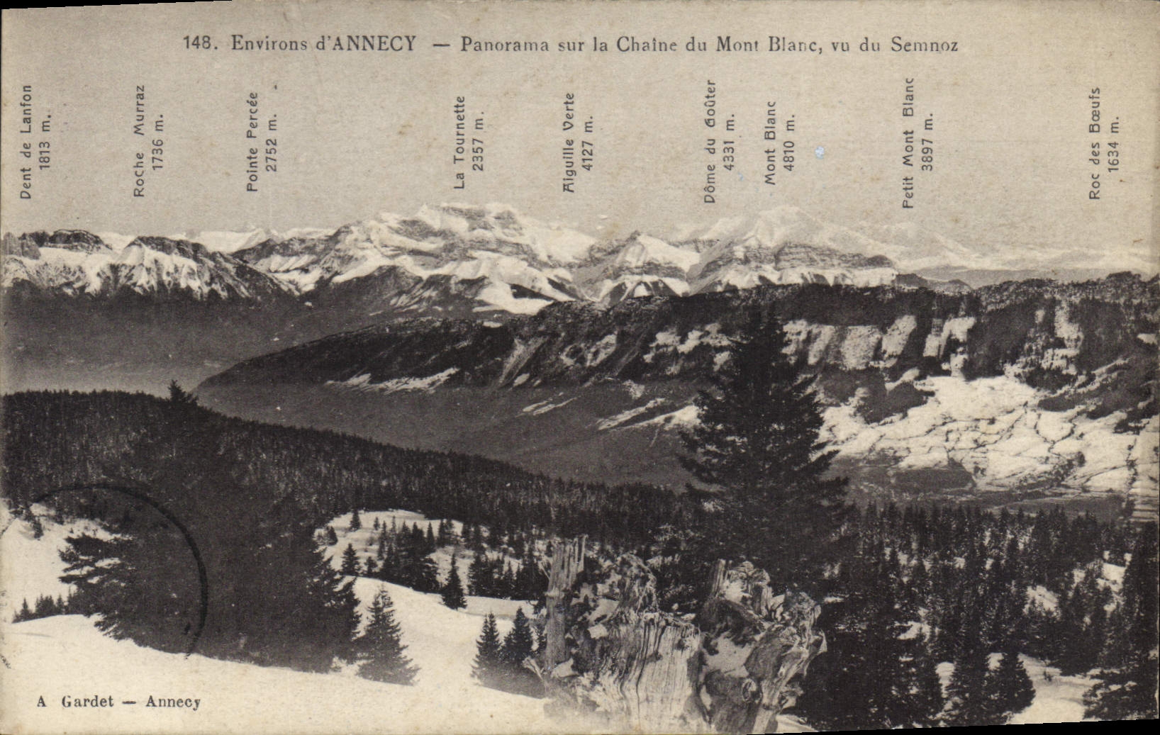 CPA Environs d'Annecy Panorama sur la Chaine du Mont Blanc vu du Semnoz 