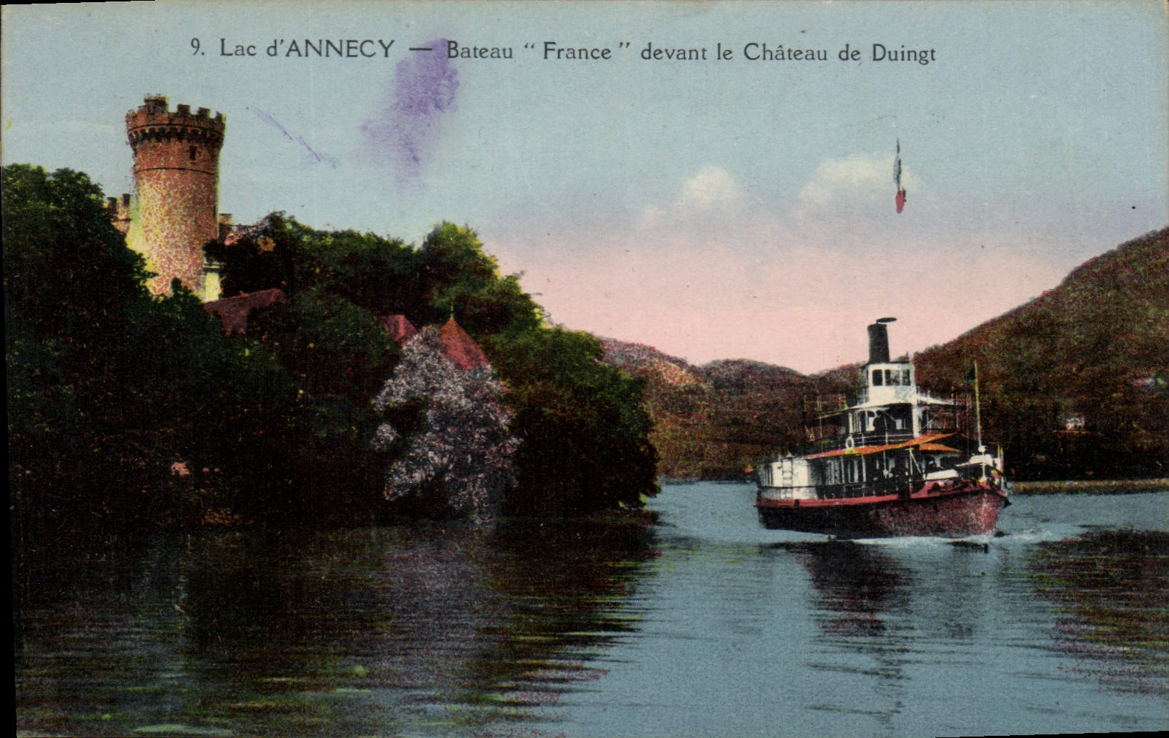 CPA Lac d'Annecy Bateau France devant le Chateau de Duingt