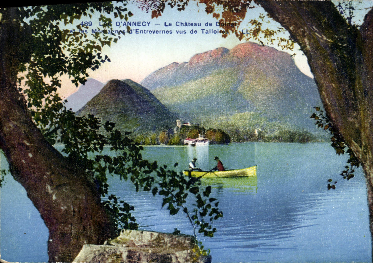 CPA Lac d'Annecy Le Chateau de Duingt et les Montagnes d'Entrevernes vus de Talloires