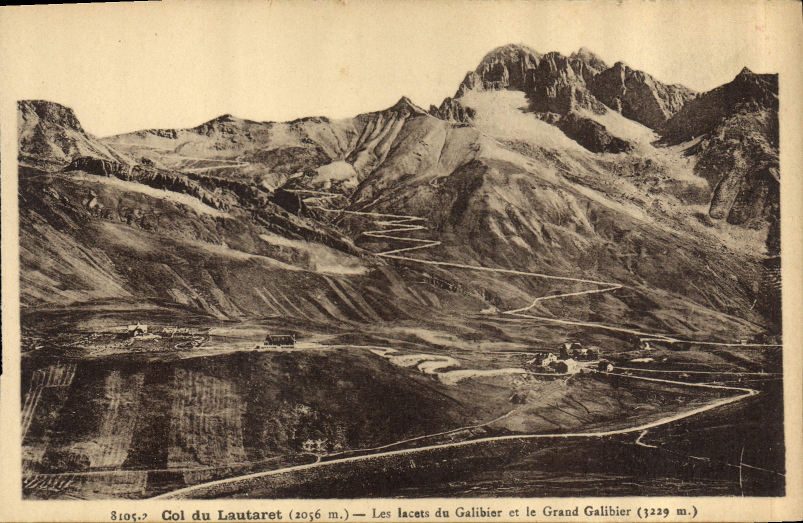 CPA Col du Lautaret Les Lacets du Galibier et le Grand Galibier