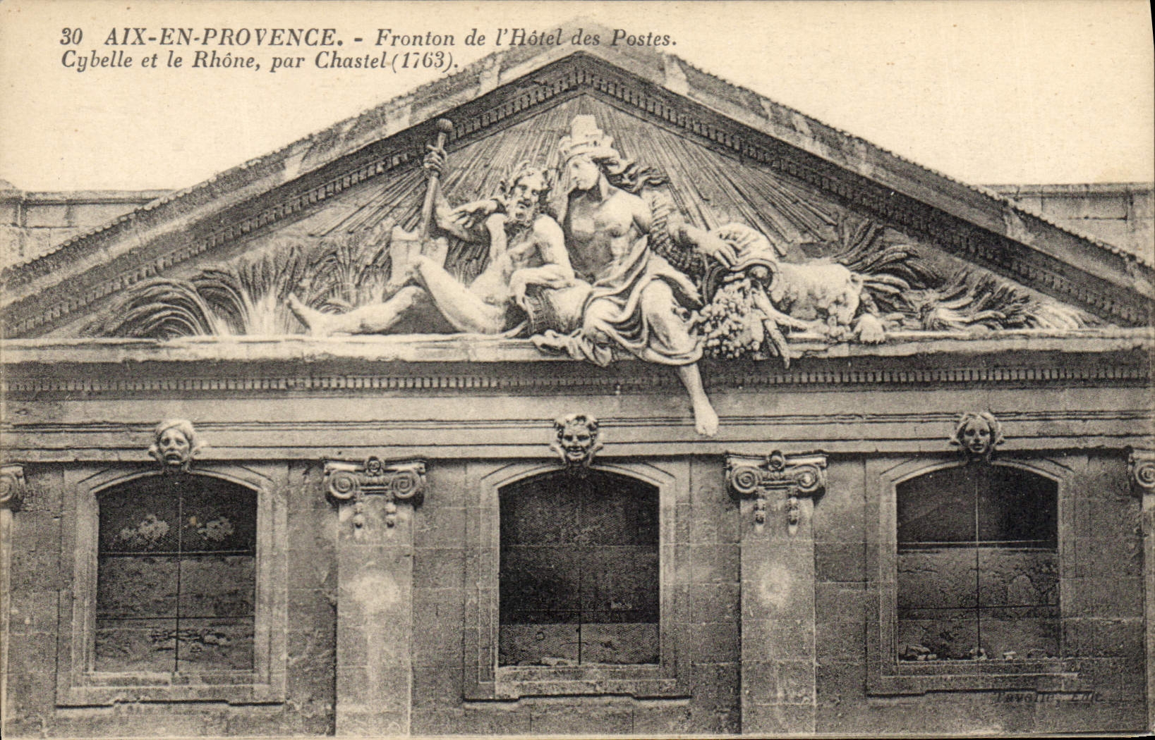 CPA Aix en Provence Fronton de l'Hotel des Postes Cybelle et le Rhone par Chastel