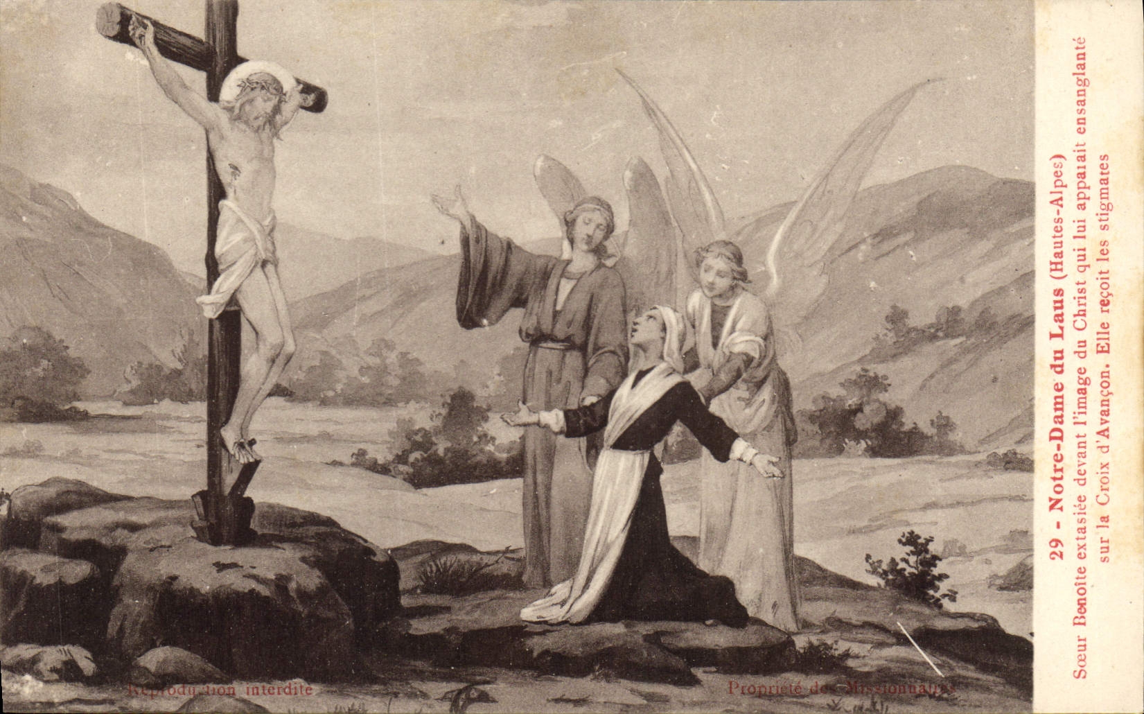 CPA Notre Dame du Laus Hautes Alpes Sœur Benoite extasiee devant l'image du christ