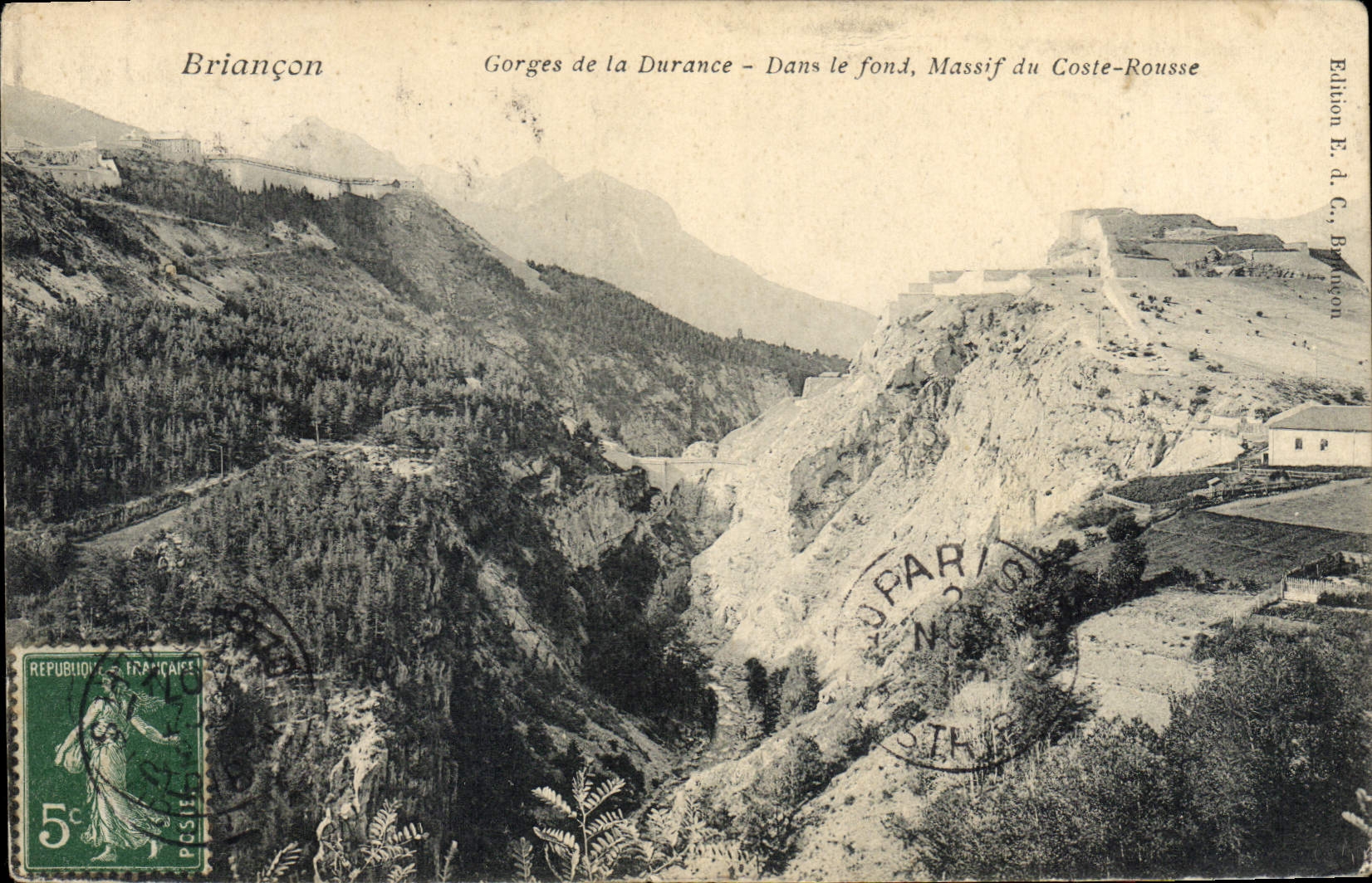 CPA Briancon Gorges de la Durance Dans le fond Massif du Coste Rousse 