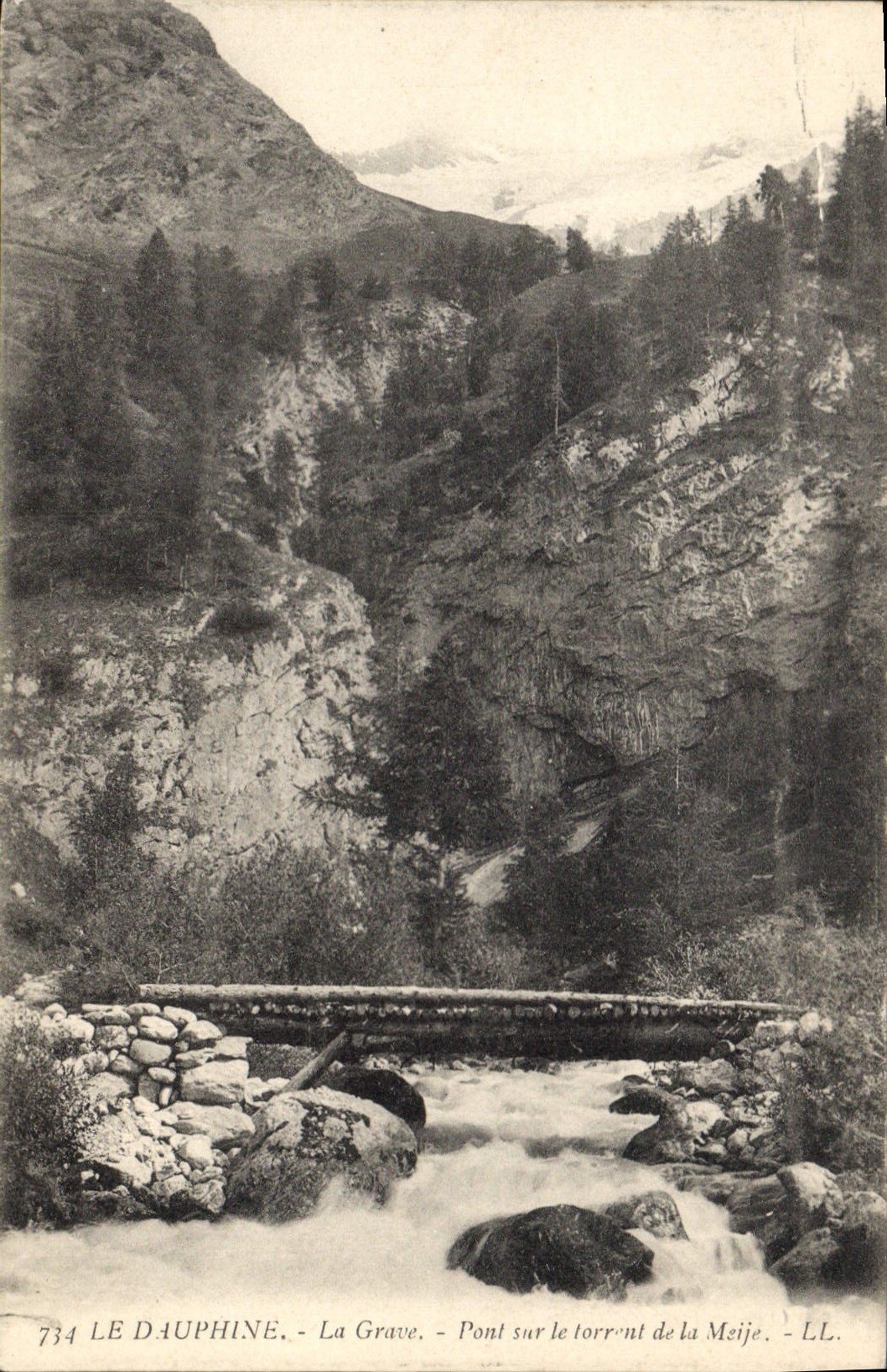 CPA Le Dauphine La Grave Pont sur le Torrent de la Meije