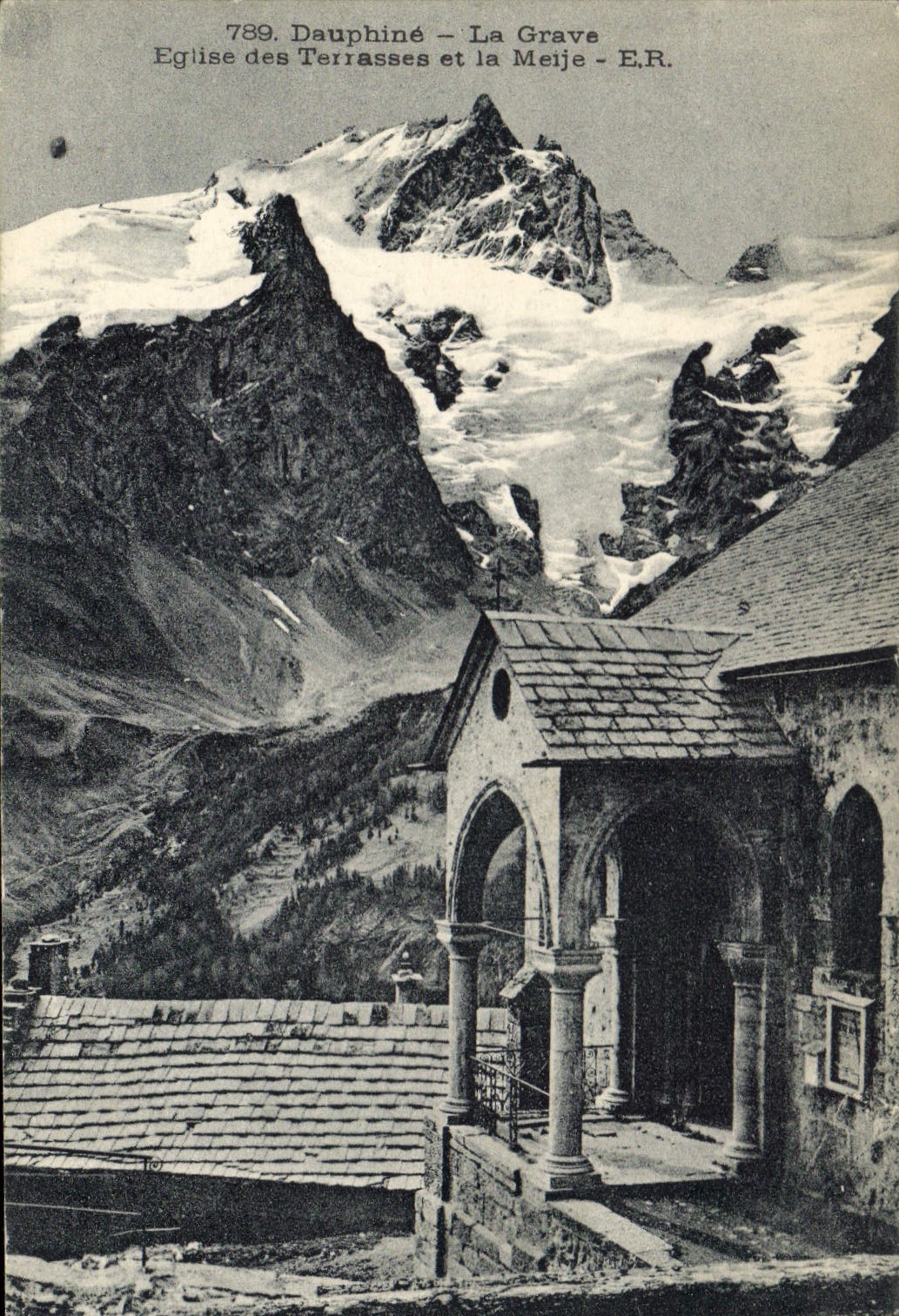 CPA Dauphine La Grave Eglise des Terrasses et la Meije