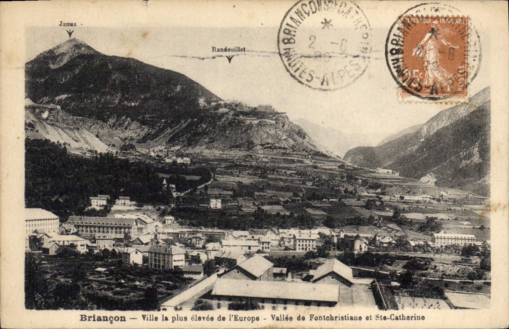 CPA Briancon Ville la plus elevee de l'Europe Vallee de Fontchristiane et Ste Catherine