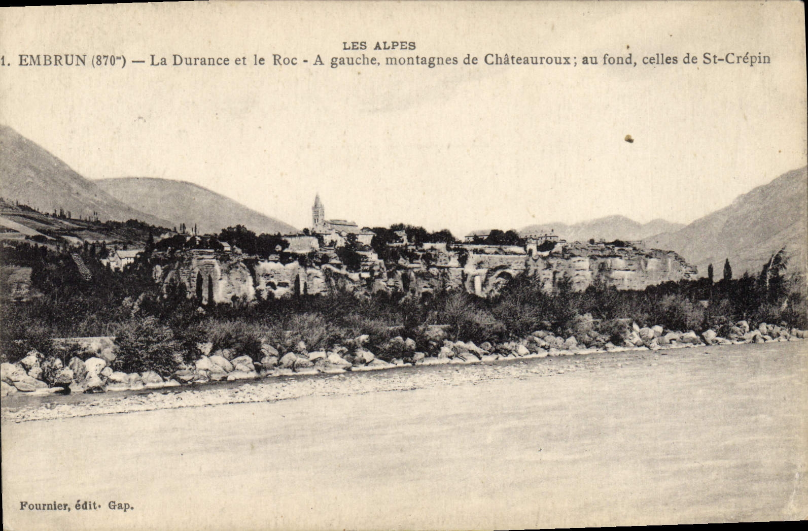 CPA Embrun La Durance et le Roc A gauche montagnes de Chateauroux au fond celles de St Crepin 