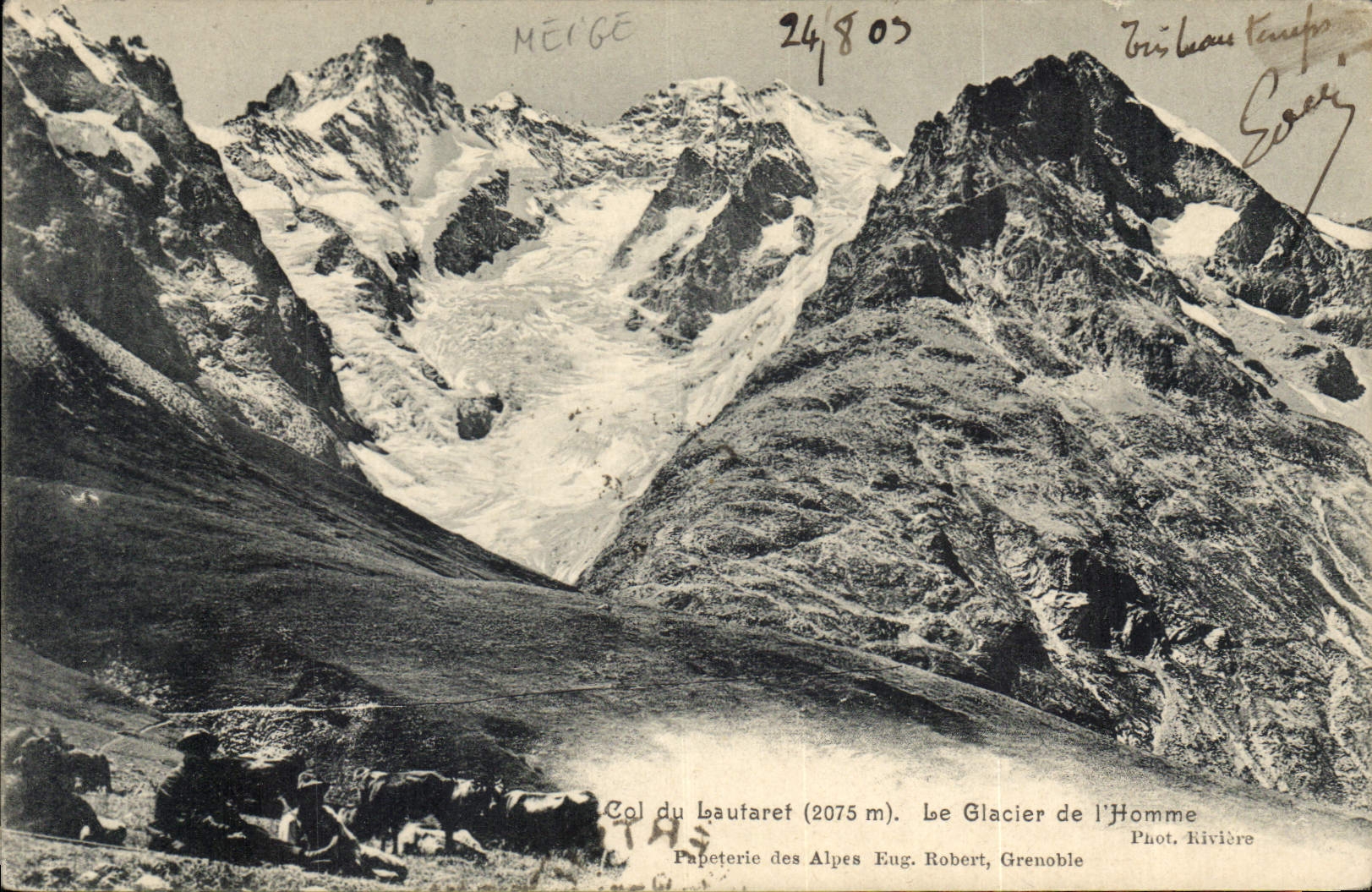 CPA Col du Lautaret Le Glacier de l'Homme 