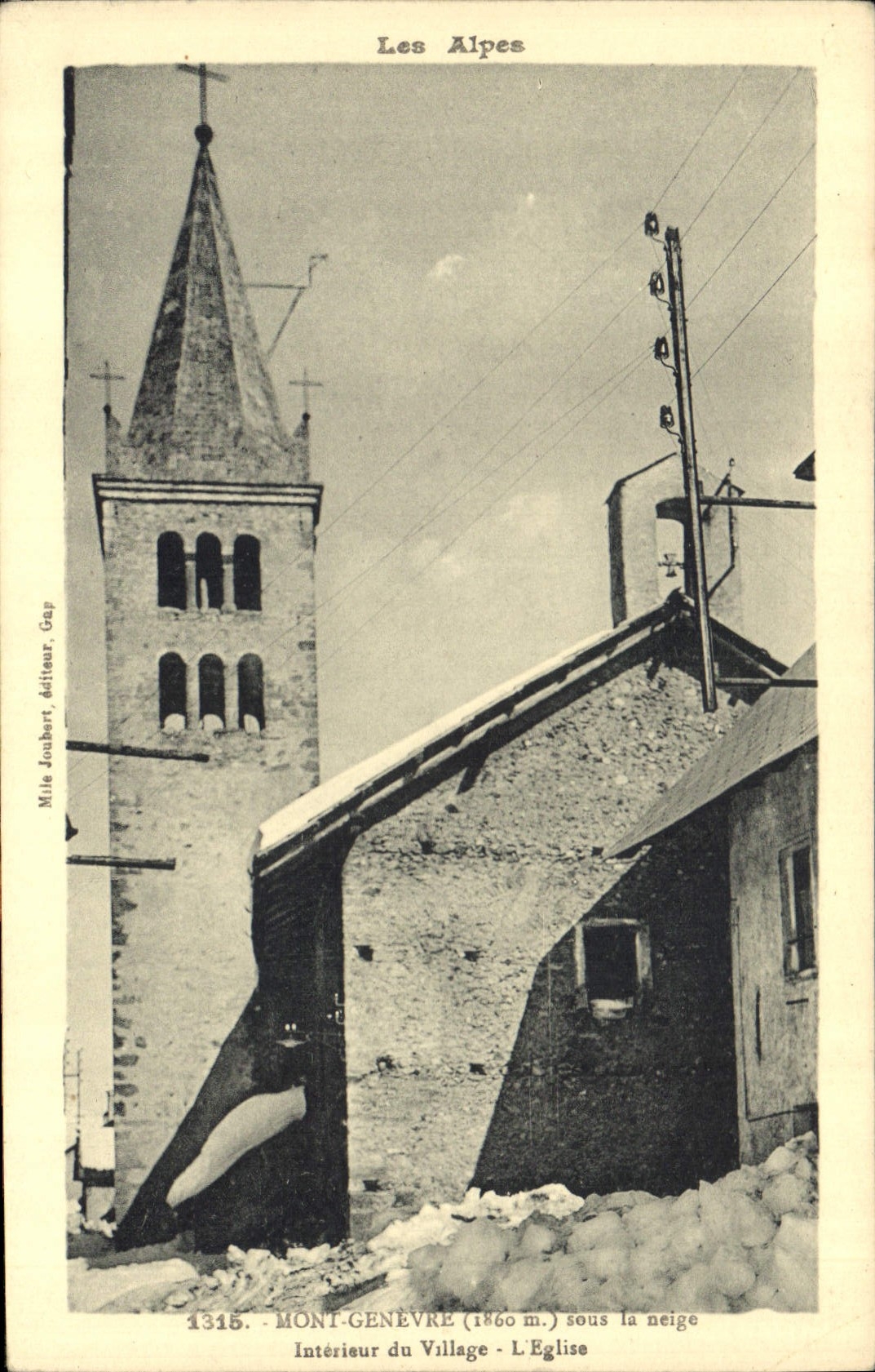 CPA Mont Genevre sous la neige Interieur du Village L'Eglise