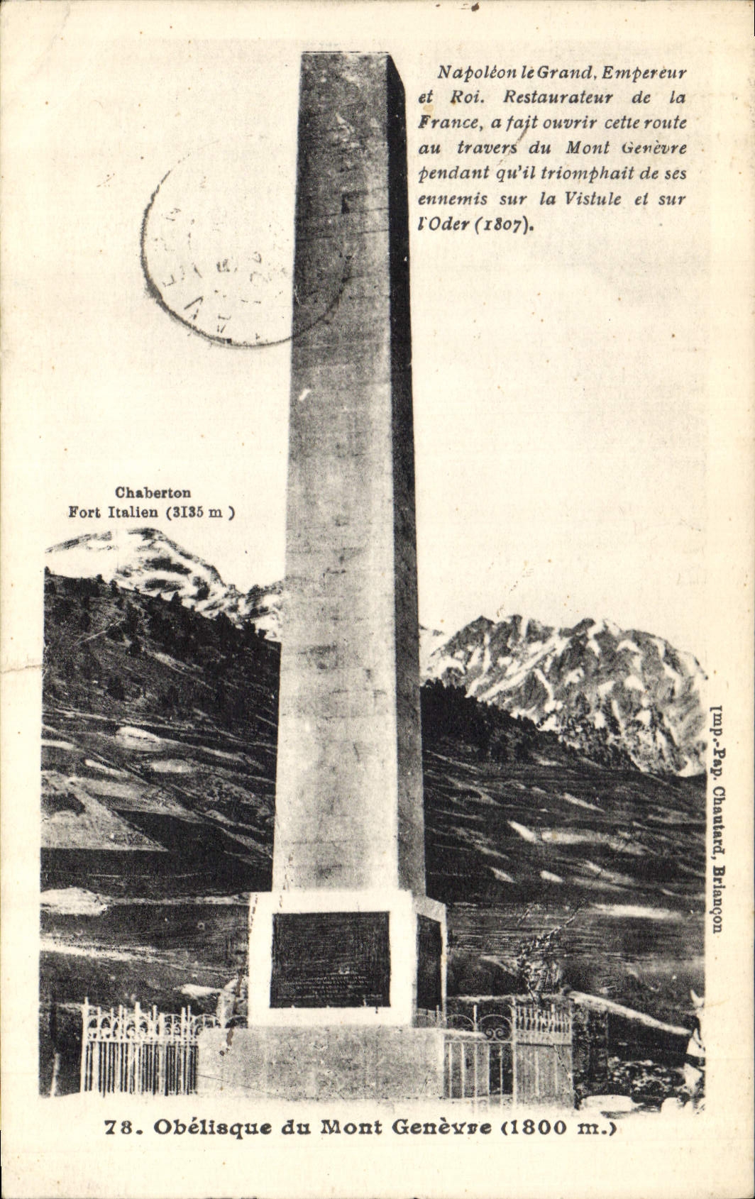 CPA Obelisque du Mont Genevre 