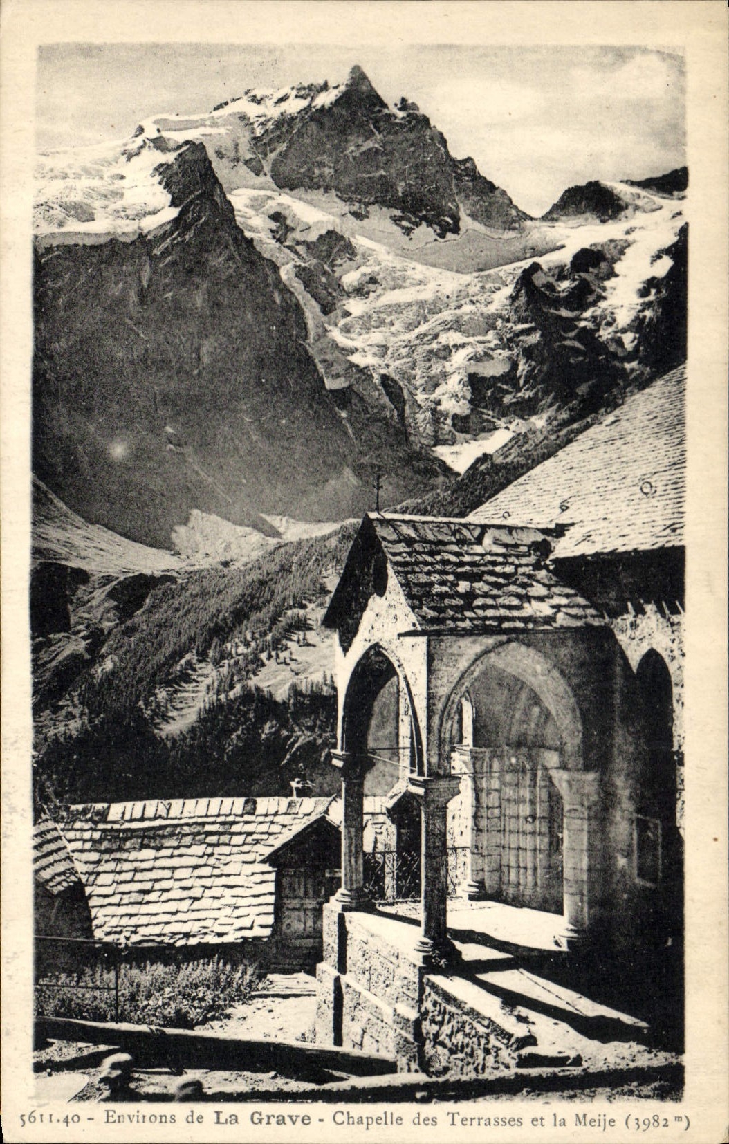 CPA Environs de la Grave Chapelle des Terrasses et le Meije