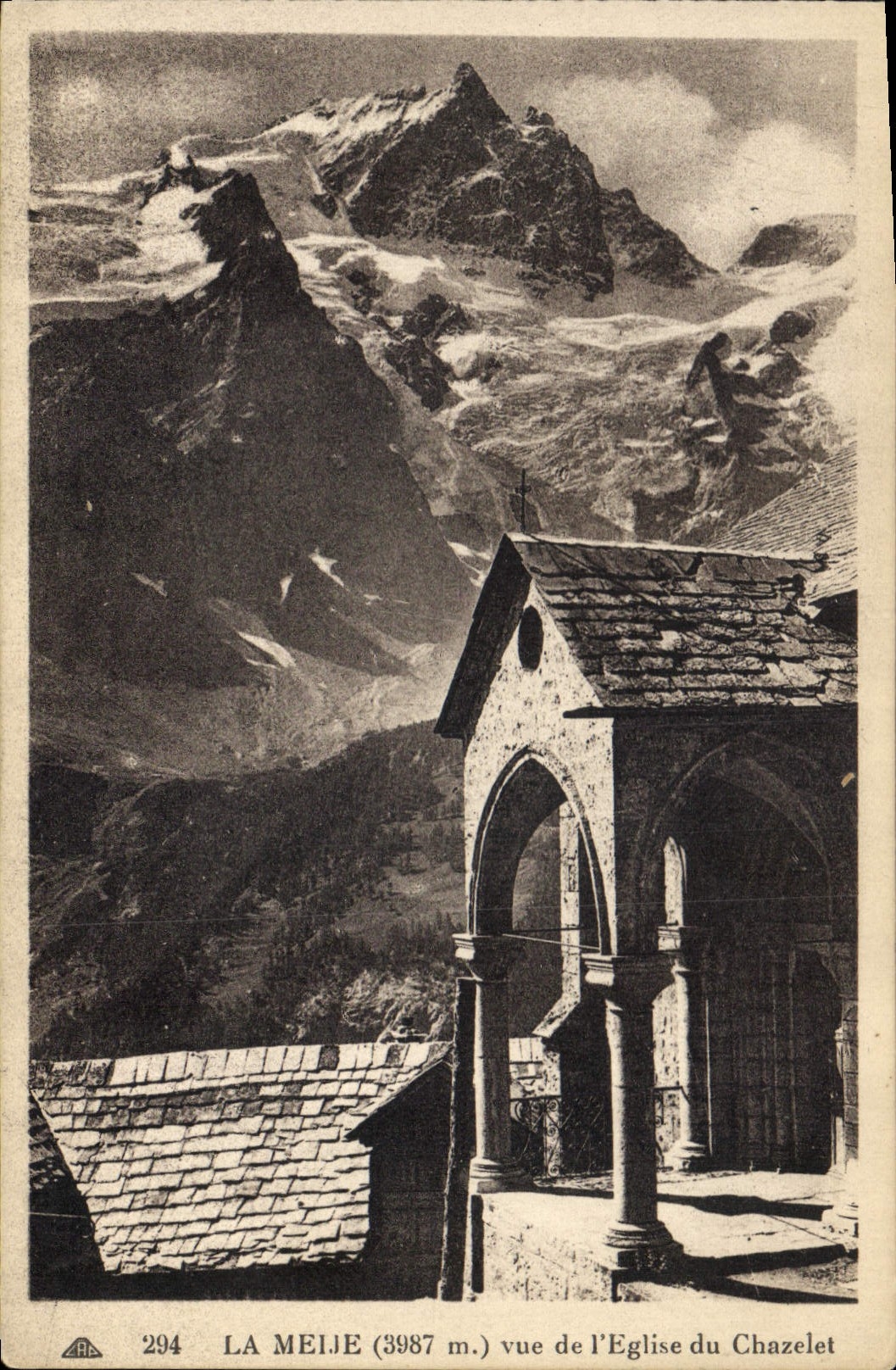 CPA La Meije vue de l'eglise du Chazelet