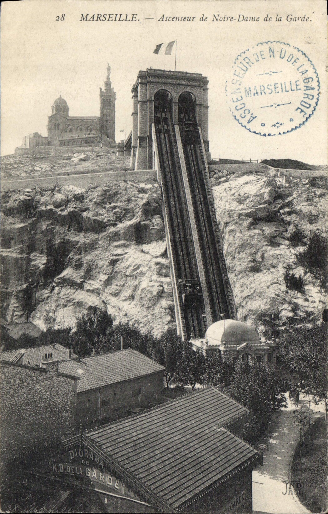 CPA Marseille Ascenseur de Notre Dame de la Garde 