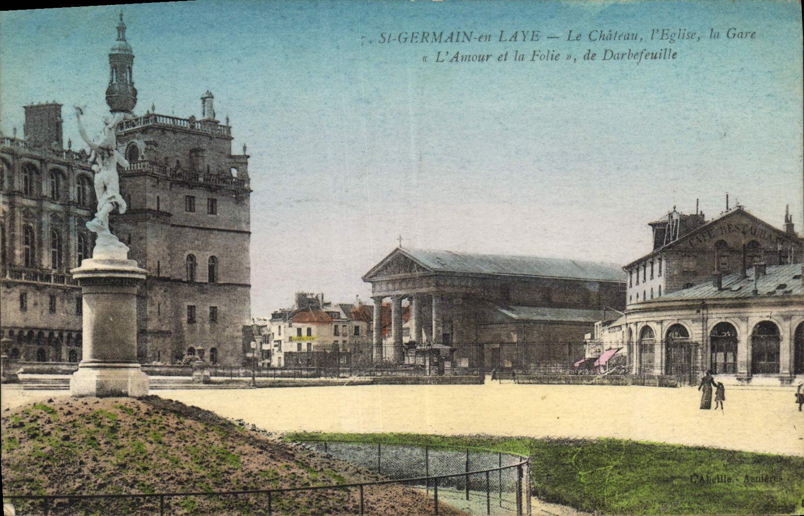 CPA Saint Germain en Laye le chateau l'eglise la Gare l'Amour et la Folie de Darbefeuille