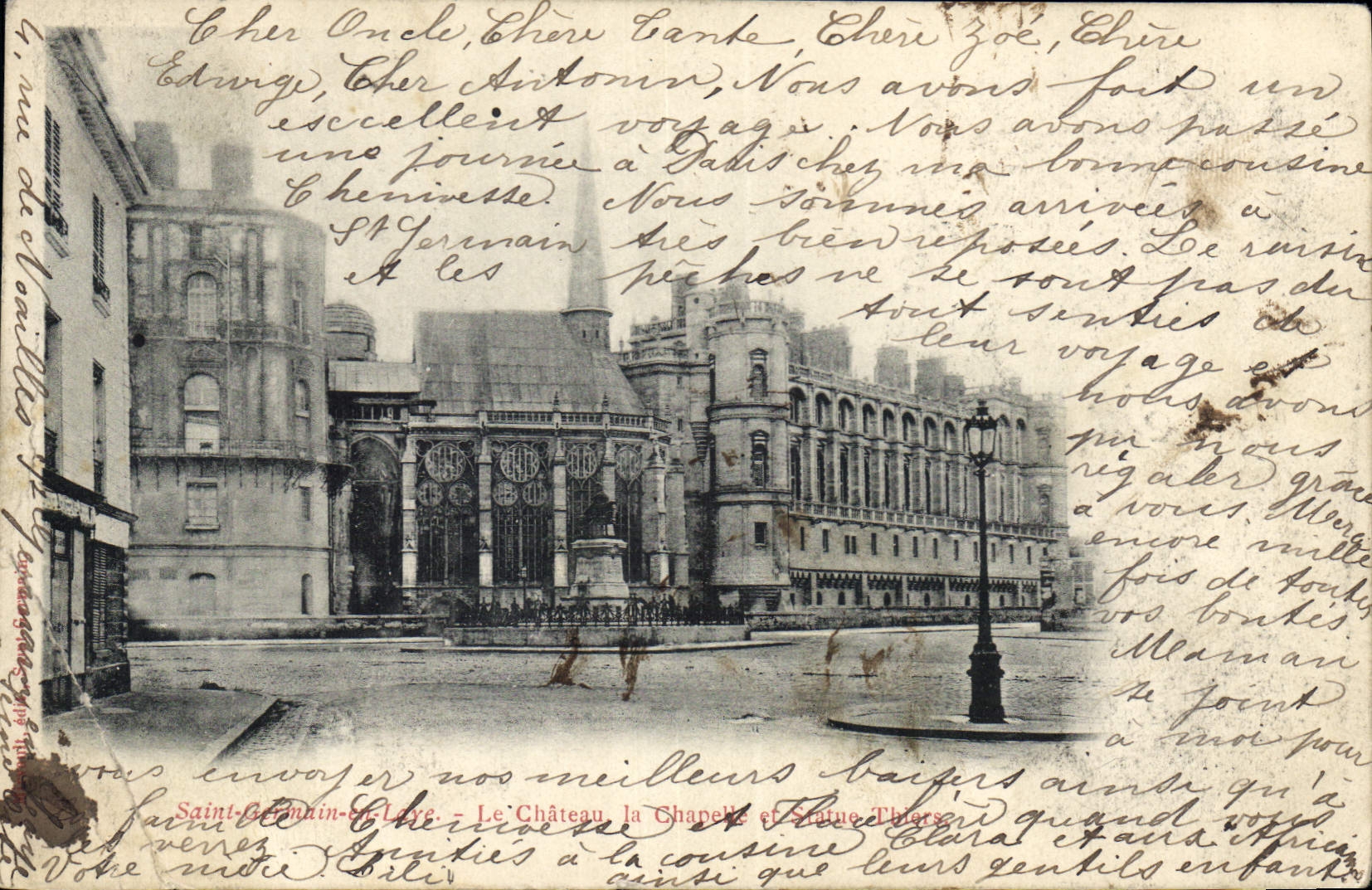 CPA Saint Germain en Laye le Chateau la Chapelle et statue Thiers 