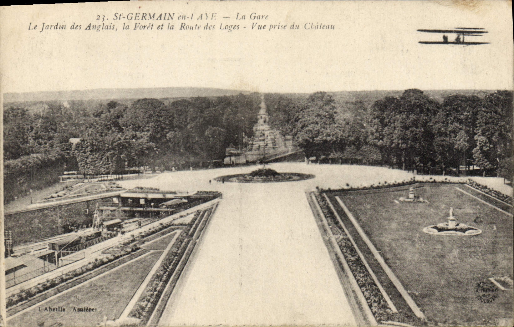 CPA Saint Germain en Laye la Gare le Jardin des Anglais la Foret et la Route des Loges vue prise du