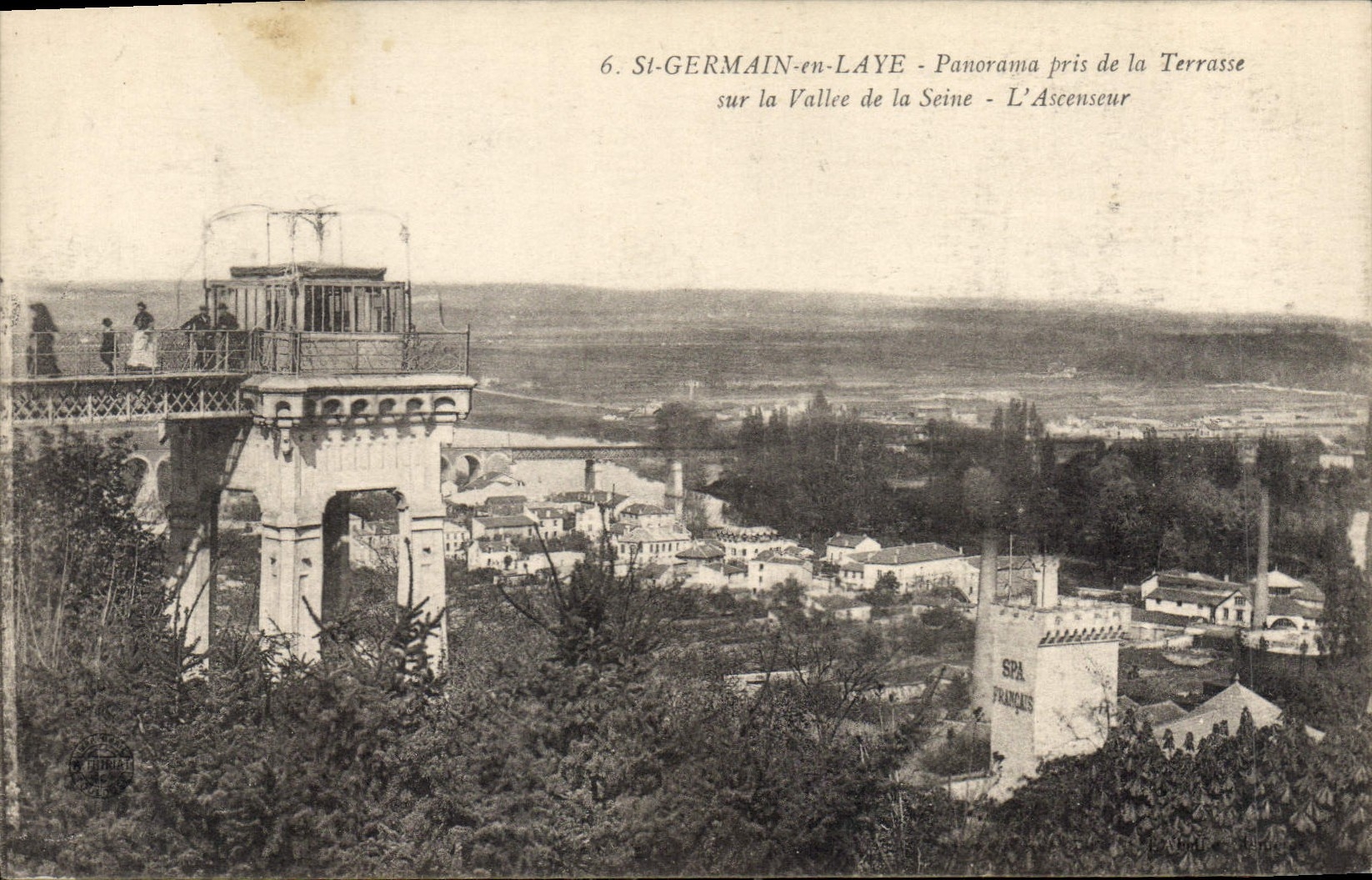 CPA Saint Germain en Laye Panorama pris de la Terrasse sur la Vallee de la Seine l'Ascenseur 