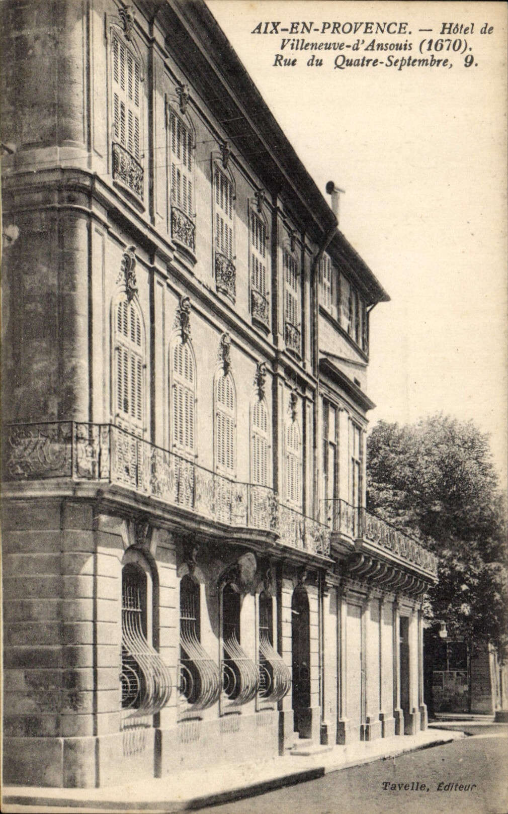 CPA Aix en Provence Hotel de Villeneuve d'Ansouis Rue de Quatre Septembre 