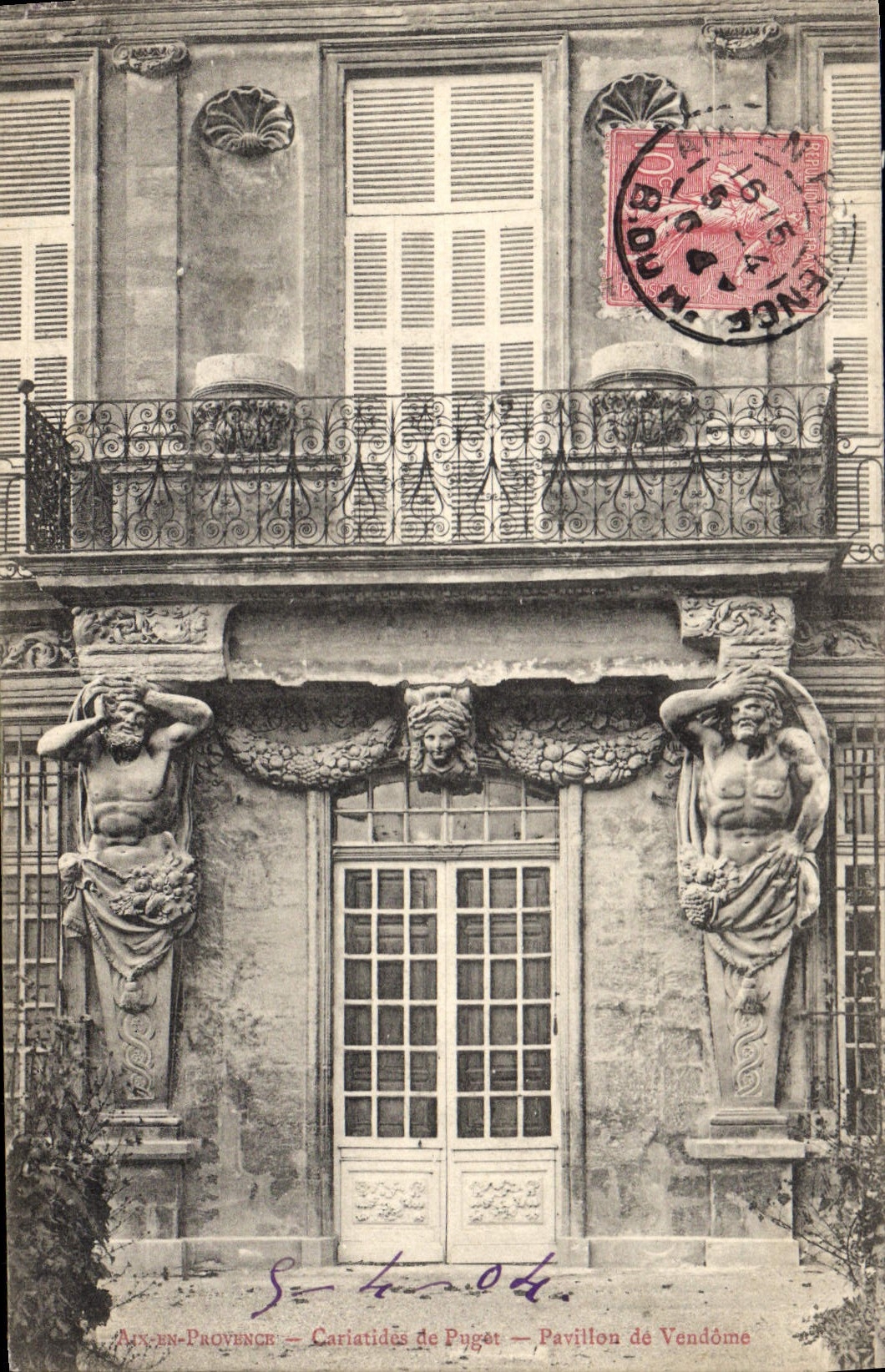 CPA Aix en Provence Cariatides de Puges Pavillon de Vendome 
