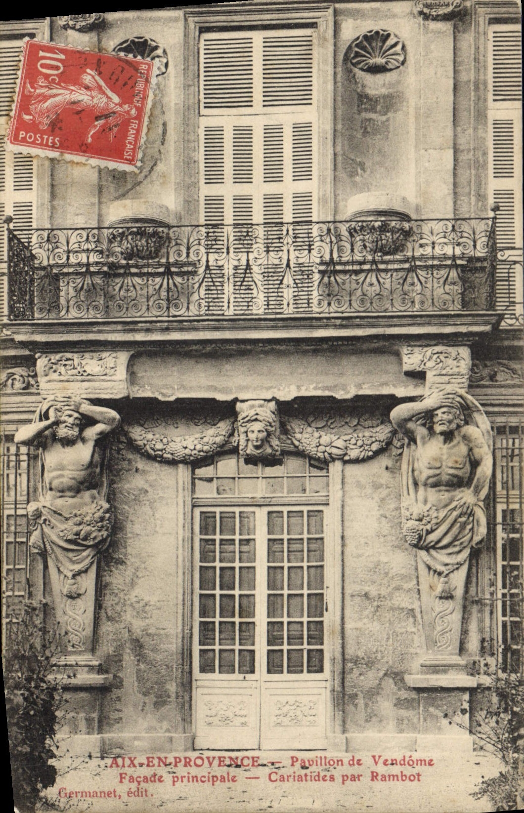 CPA Aix en Provence Pavillon de Vendome Facade Principale Cariatides par Rambot 