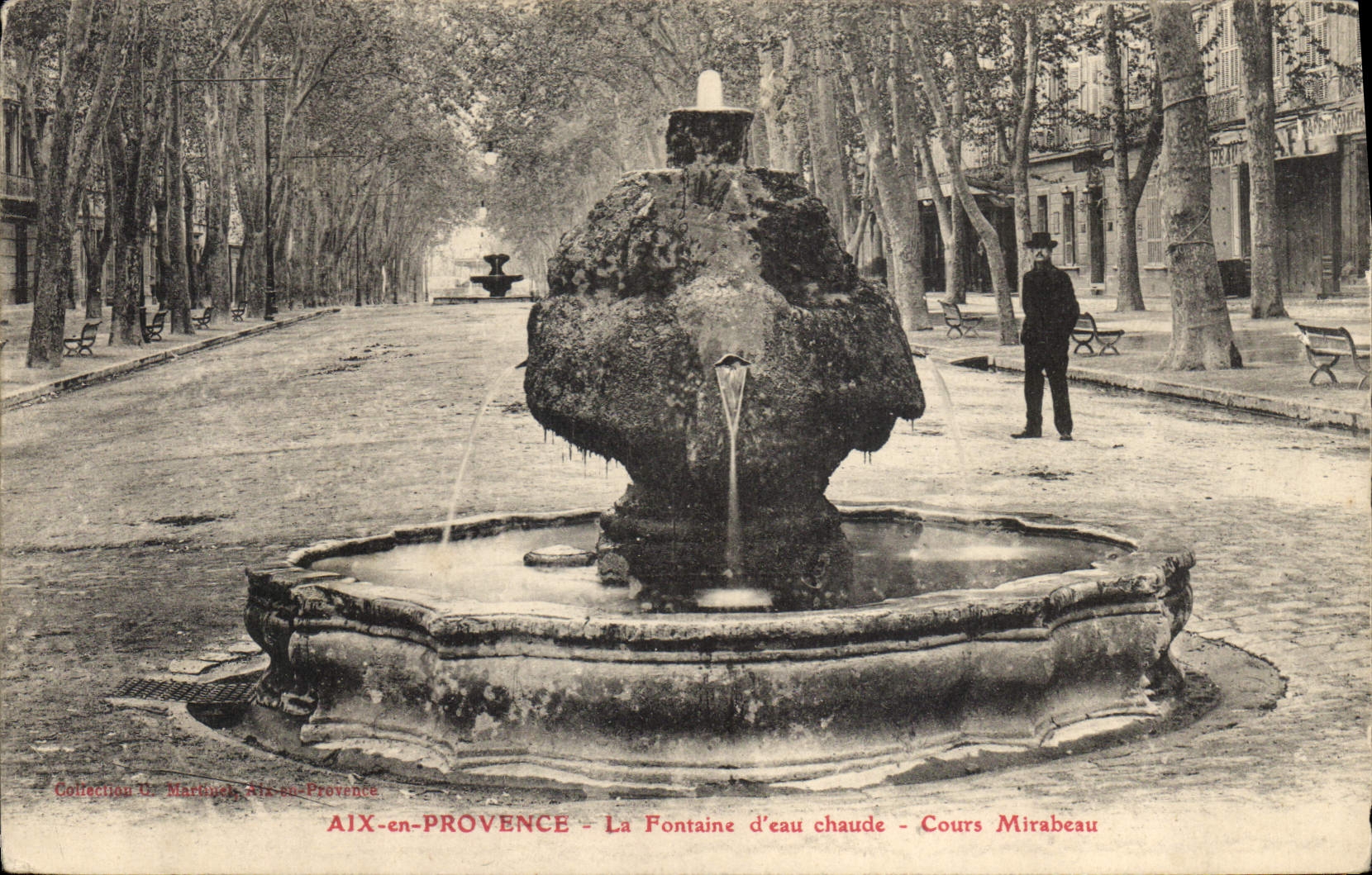 CPA Aix en Provence Fontaine d'eau chaude Cours Mirabeau 