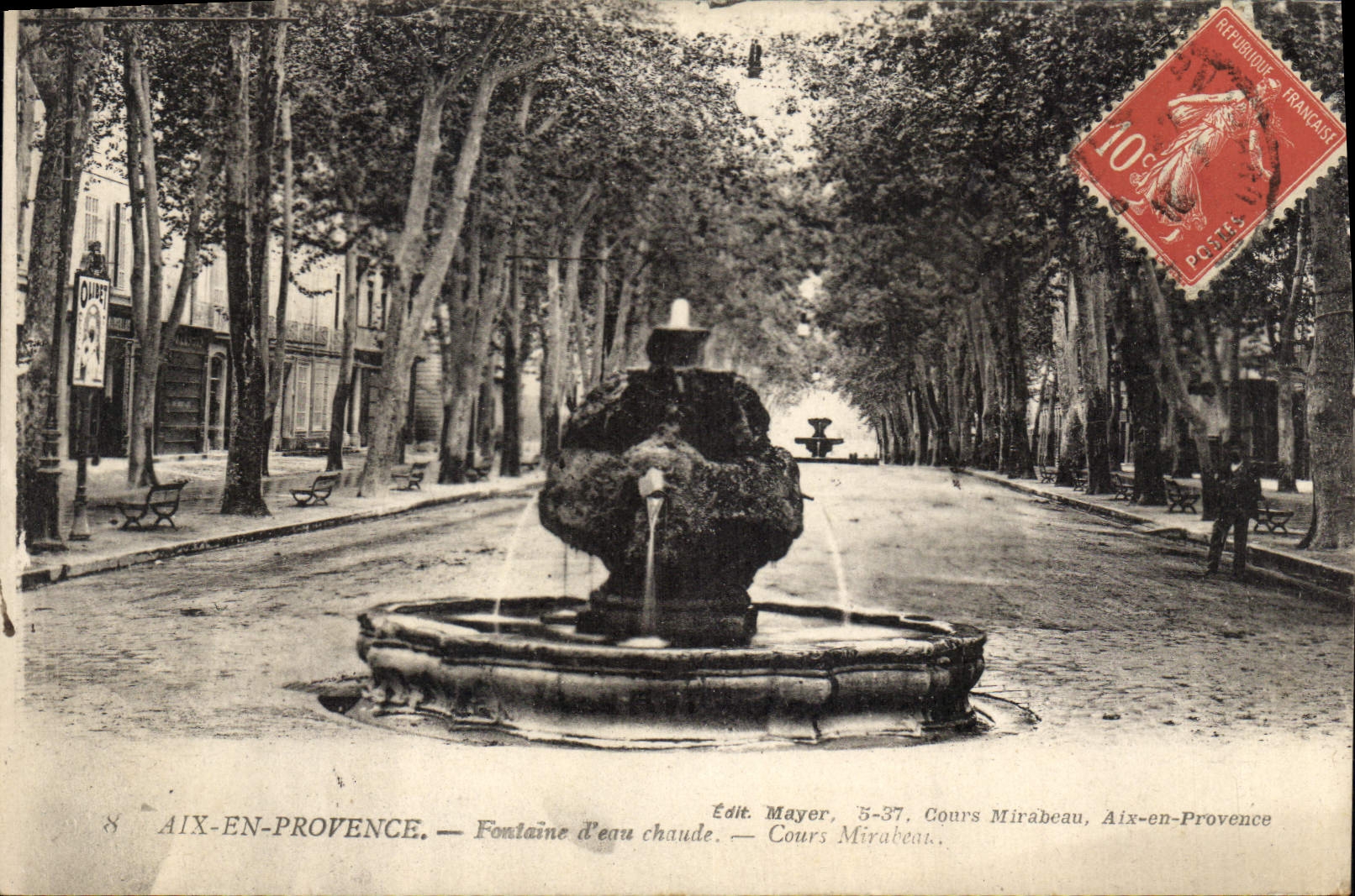 CPA Aix en Provence Fontaine d'eau chaude Cours Mirabeau 