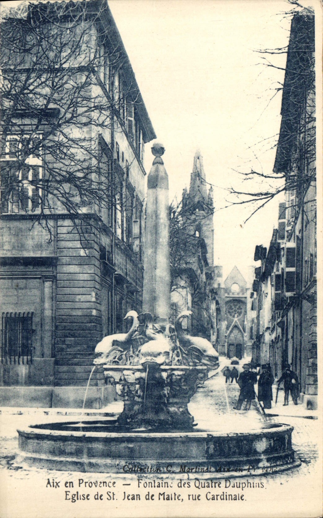 CPA Aix en Provence Fontaine des Quatre Dauphins L'Eglise St Jean de Malte Rue Cardinale 