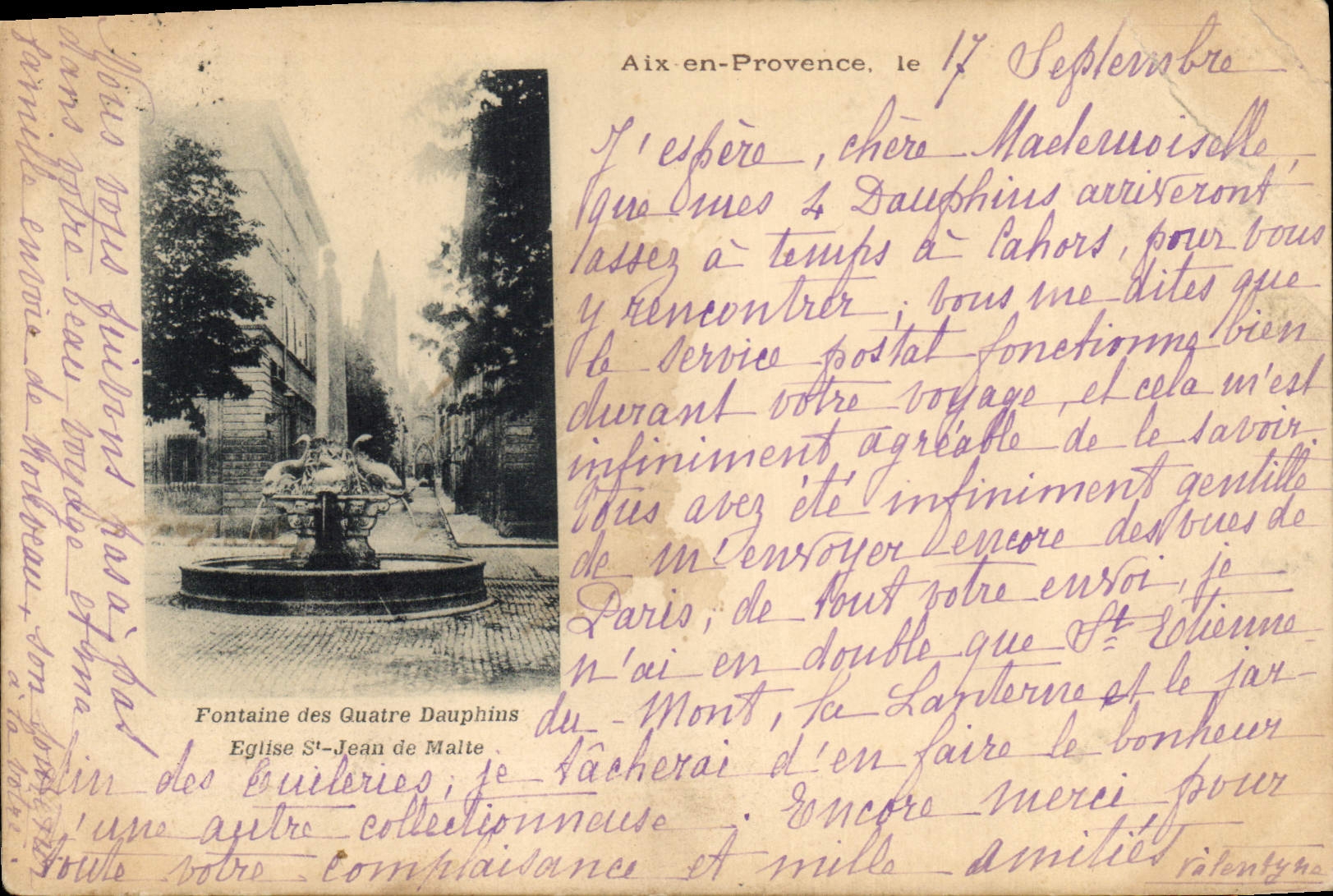 CPA Aix en Provence Fontaine des Quatre Dauphins Eglise St Jean de Malte 