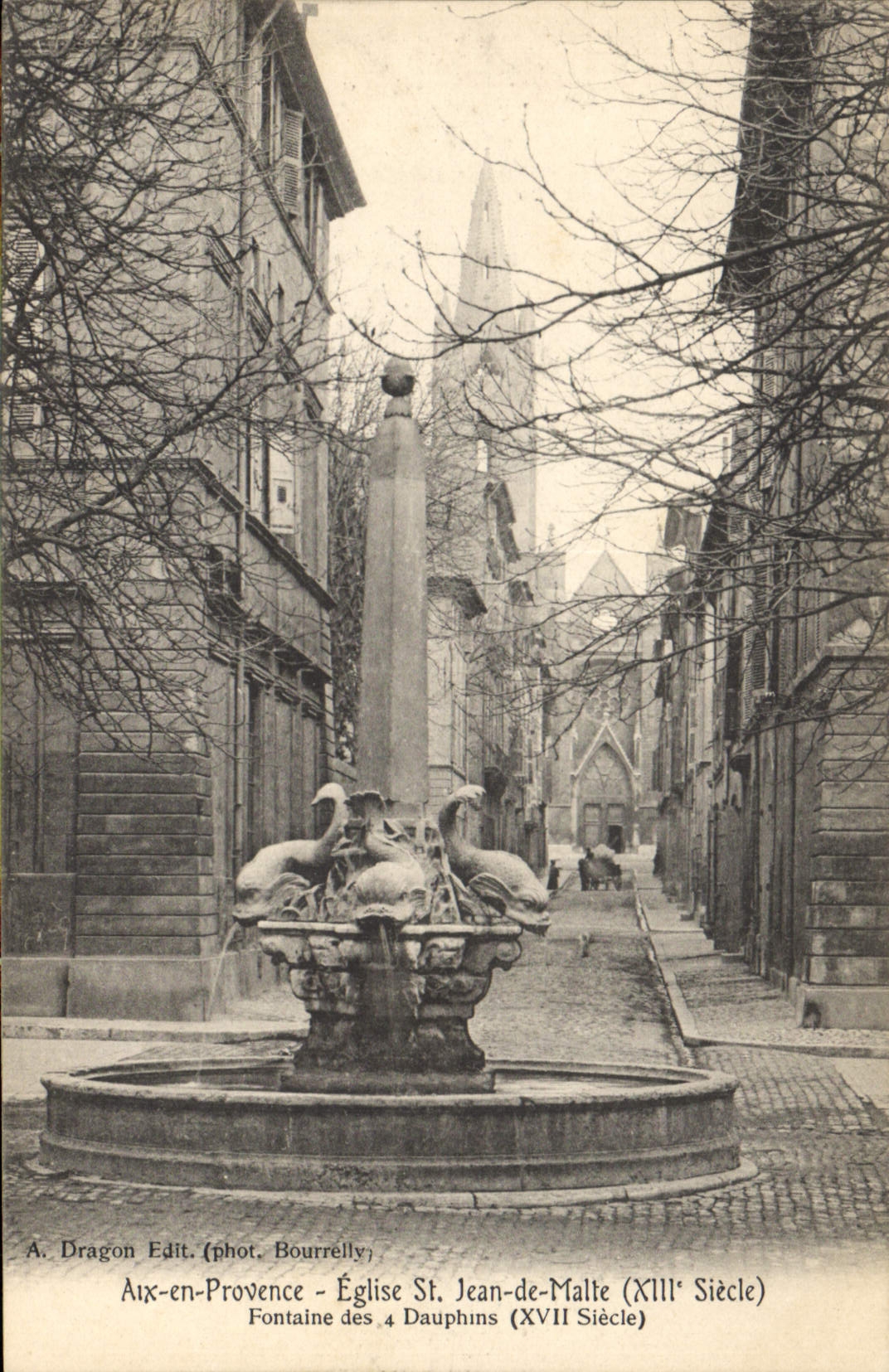 CPA Aix en Provence Eglise St Jean de Malte Fontaine des 4 Dauphins 