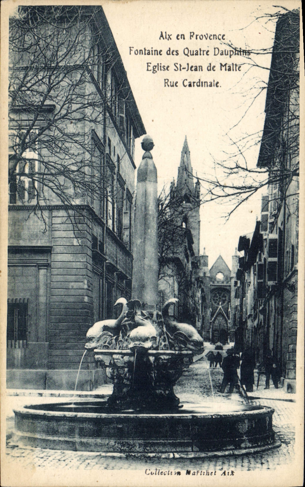 CPA Aix en Provence La Fontaine des Quatre Dauphins Eglise St Jean de Malte Rue Cardinale 