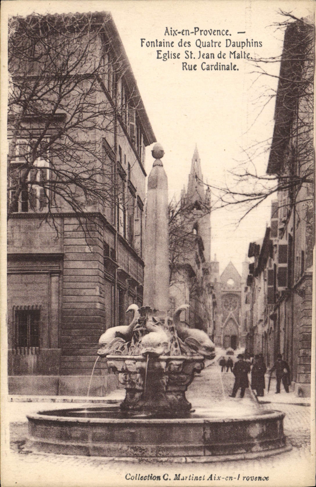 CPA Aix en Provence La Fontaine des Quatre Dauphins Eglise St Jean de Malte Rue Cardinale 