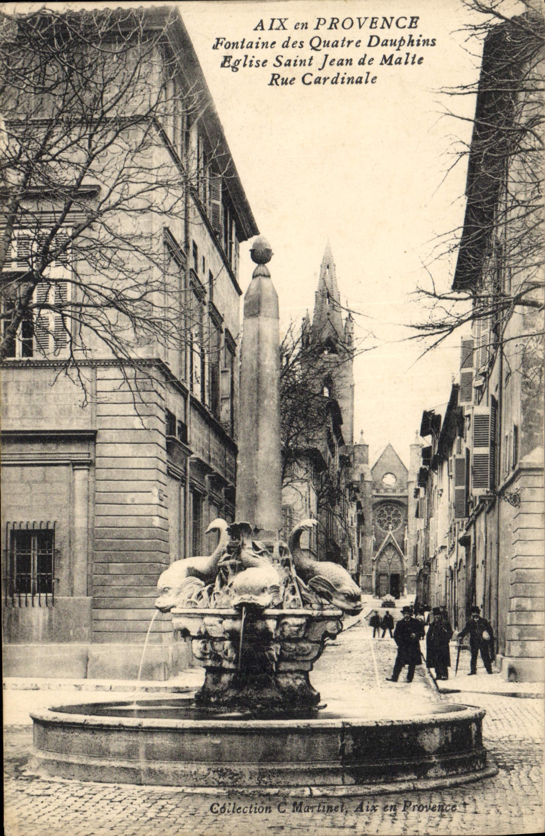 CPA Aix en Provence La Fontaine des Quatre Dauphins Eglise Saint Jean de Malte Rue Cardinale 