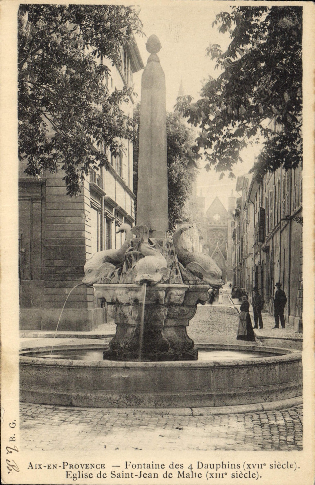 CPA Aix en Provence La Fontaine des 4 Dauphins Eglise Saint Jean de Malte 