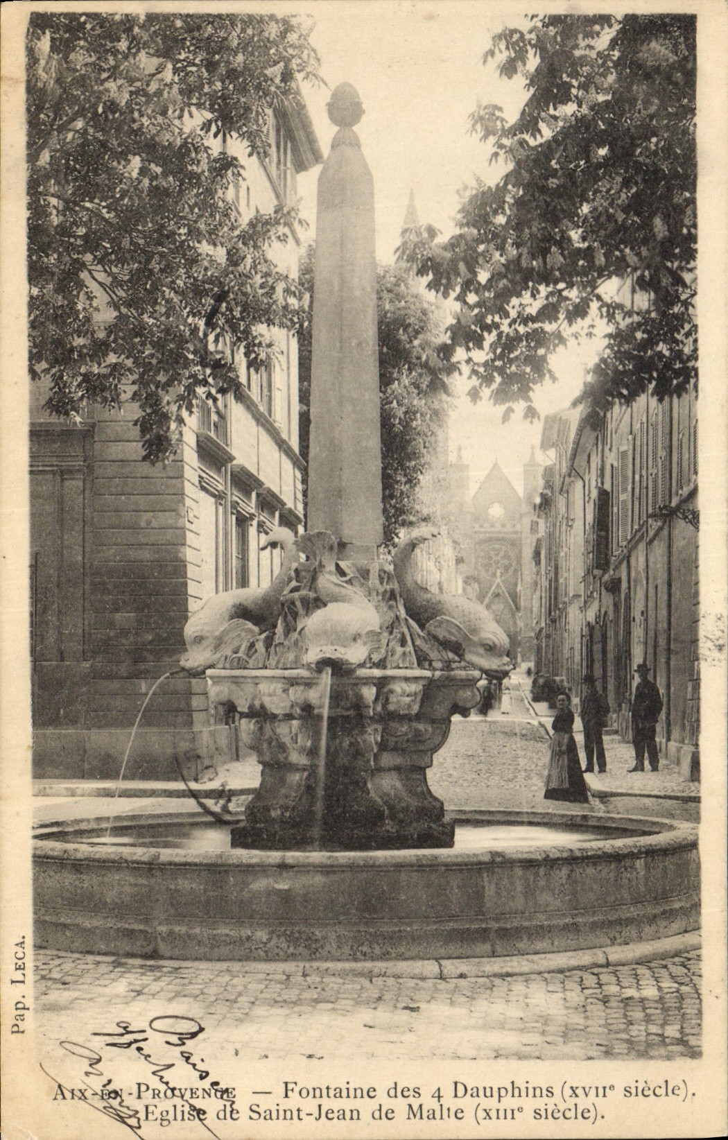 CPA Aix en Provence La Fontaine des 4 Dauphins Eglise Saint Jean de Malte 