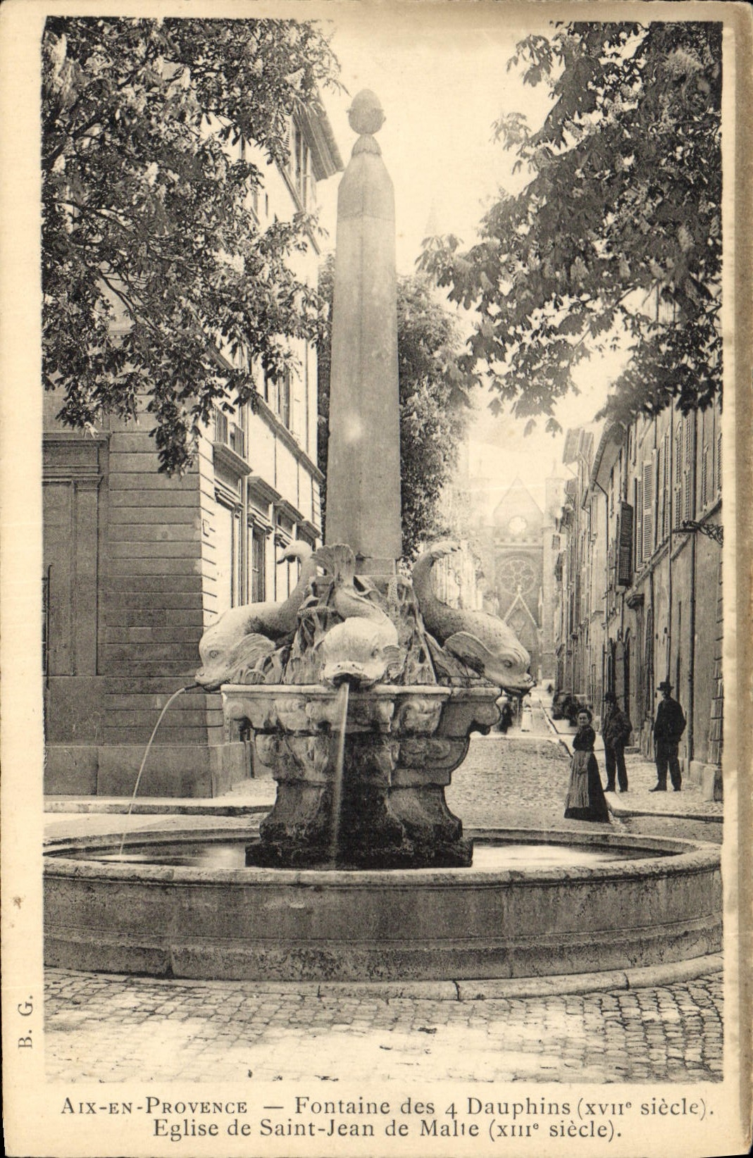 CPA Aix en Provence La Fontaine des 4 Dauphins Eglise Saint Jean de Malte