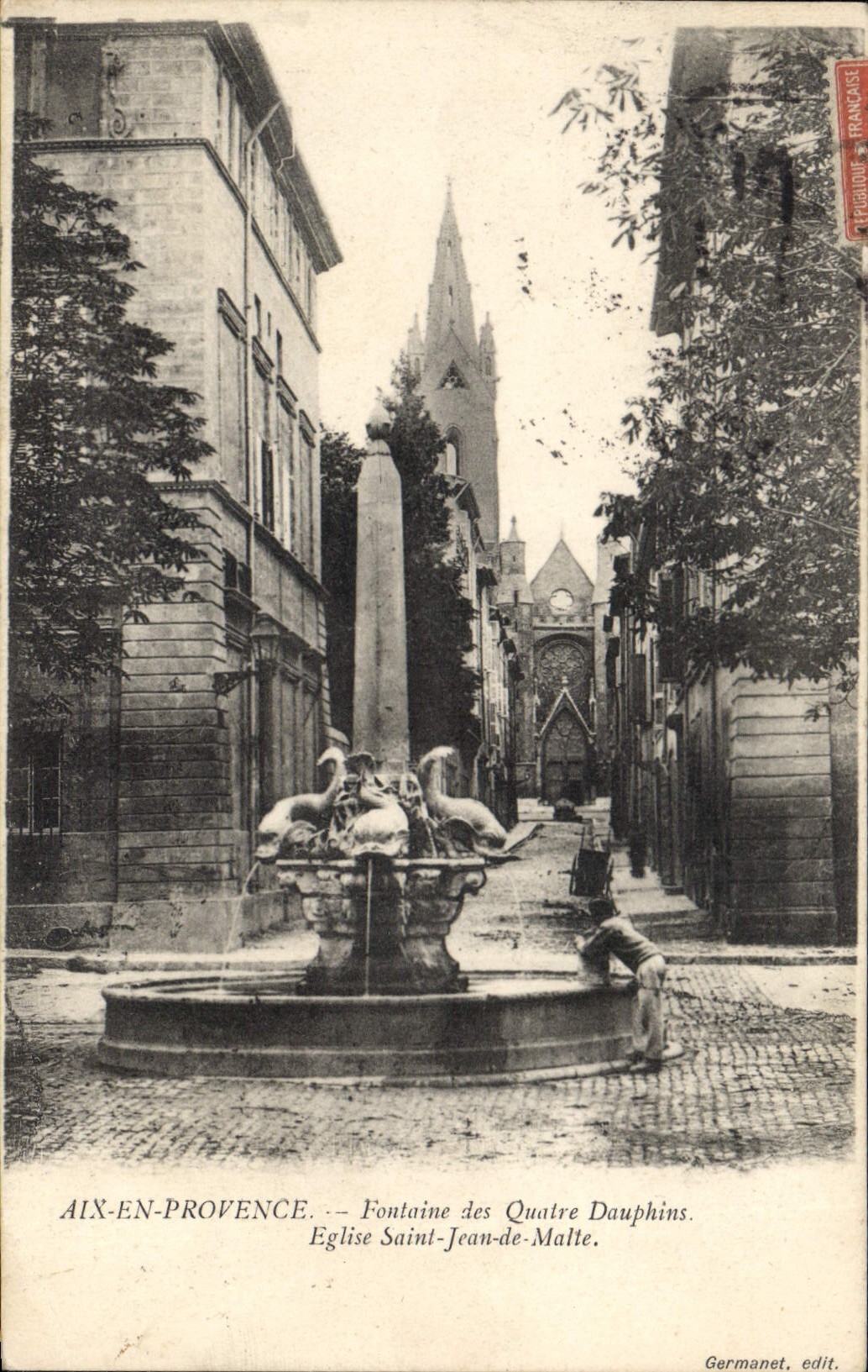CPA Aix en Provence Fontaine des Quatre Dauphins Eglise Saint Jean de Malte 