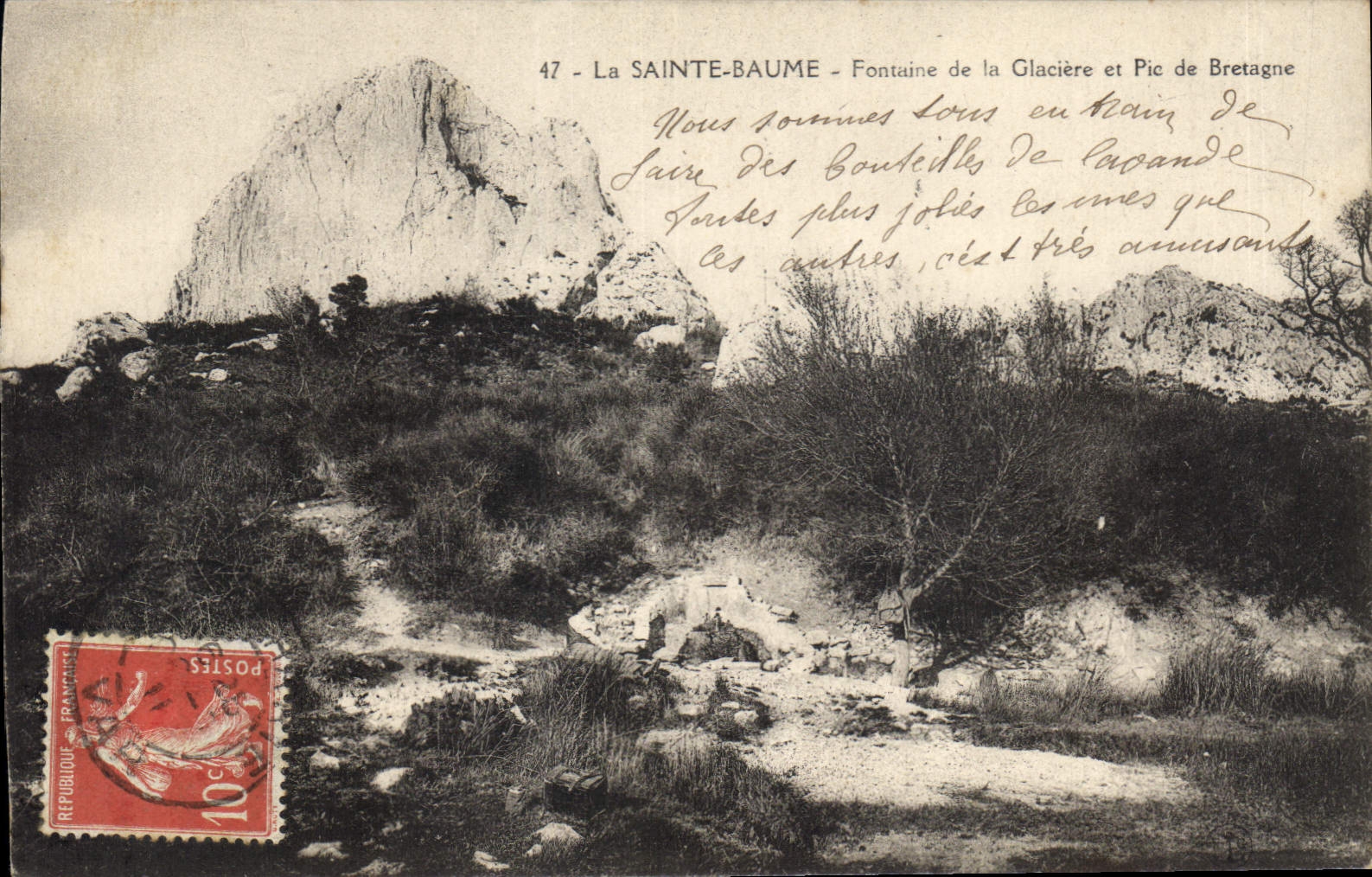 CPA La Sainte Baume Fontaine de la Glaciere et Pic de Bretagne 