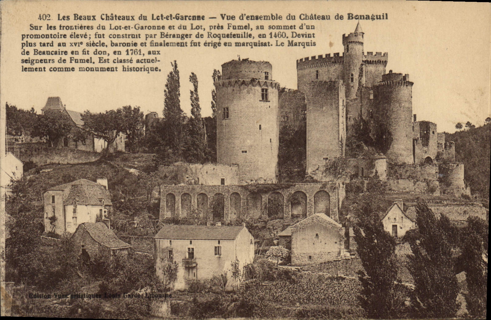 CPA Les Beaux Chateaux du Lot et Garonne Vue d'ensemble du Chateau de Bonaguil