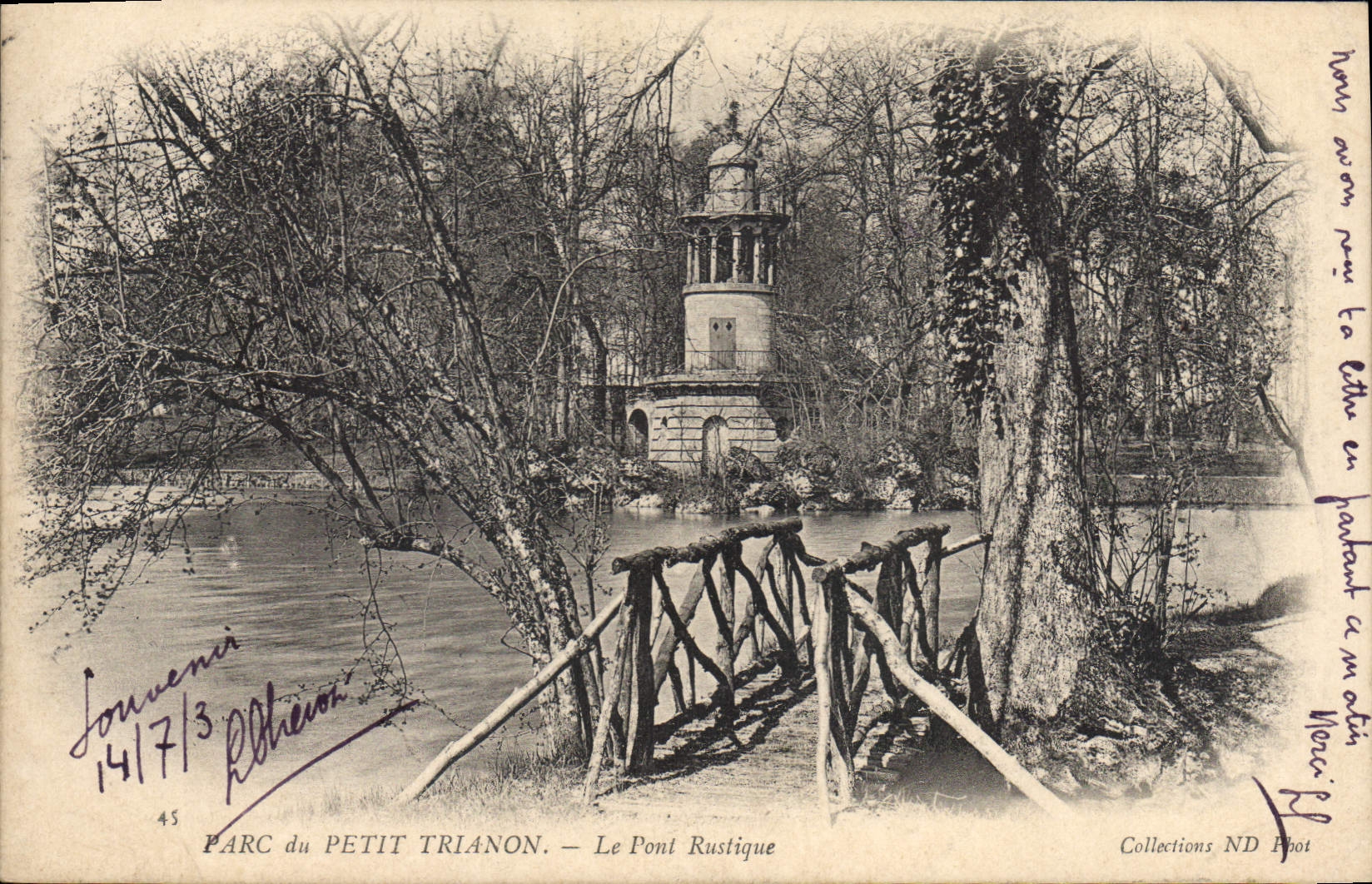 CPA Parc du Petit Trianon Le Pont Rustique 
