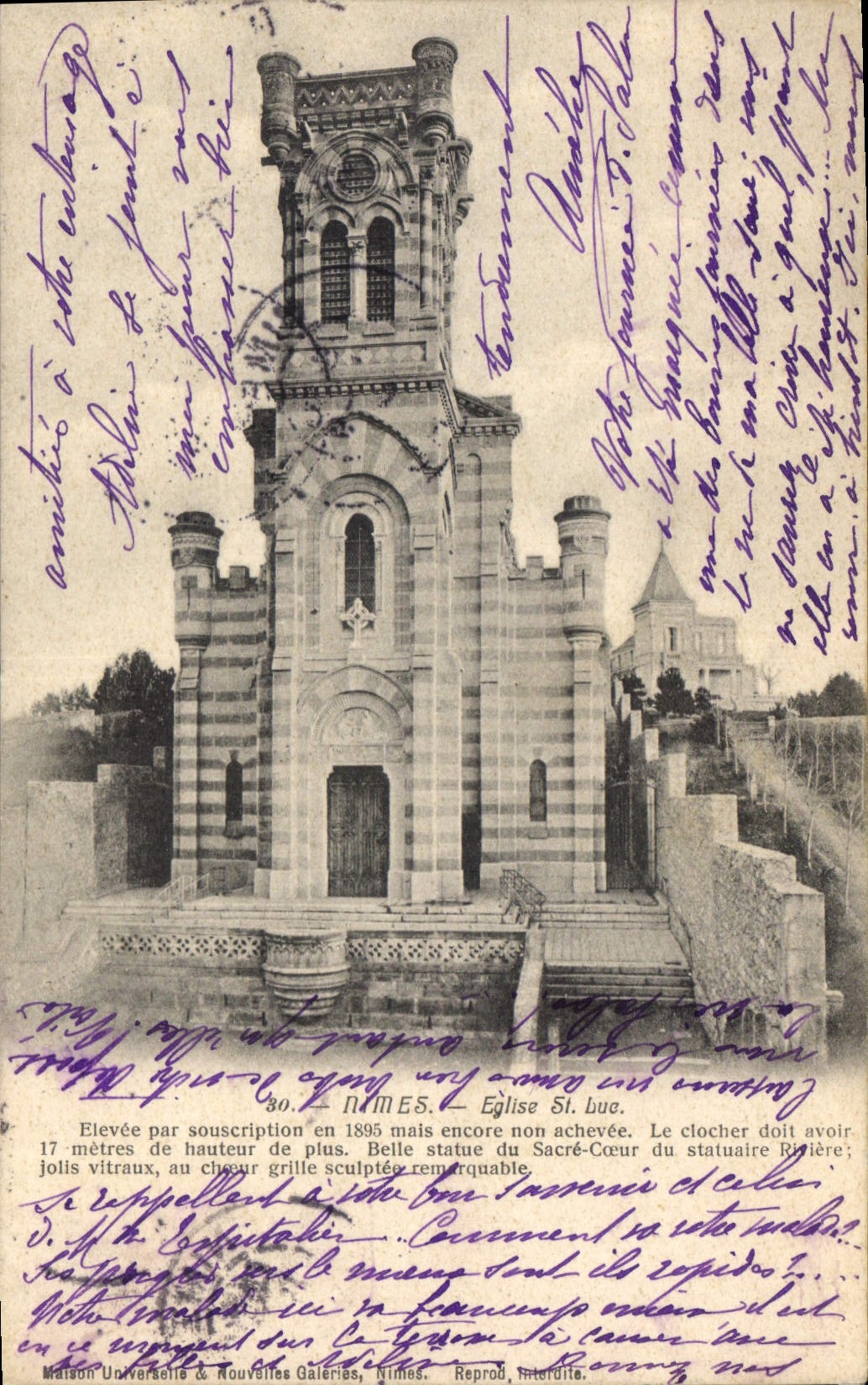 CPA Nimes Eglise St Luc Elevee par souscription en 1895 mais encore non achevee 