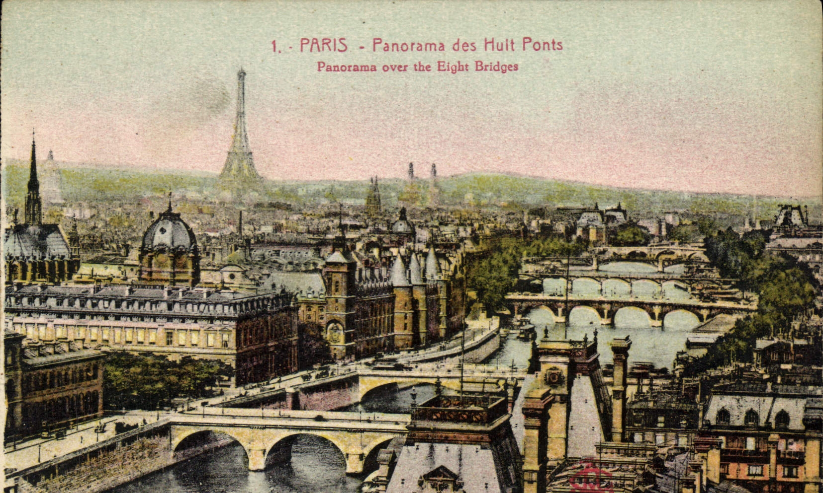 CPA Paris Panorama des Huit Ponts Tour Eiffel