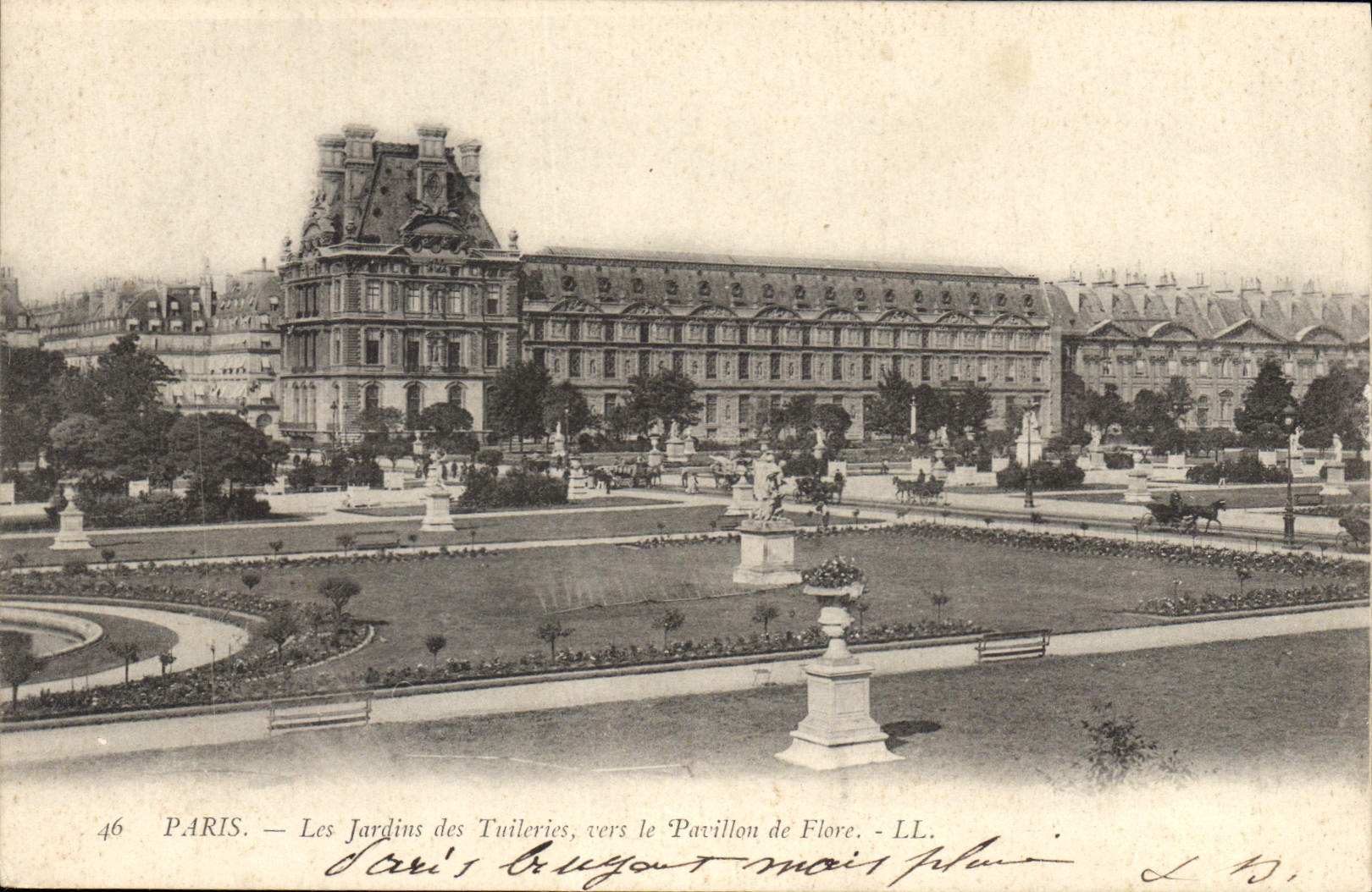 CPA Paris les Jardins des Tuileries vers le Pavillon de Flore 