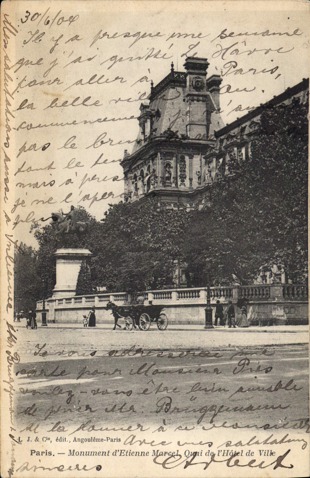 CPA Paris Monument d'Etienne Marcel Quai de l'hotel de Ville 